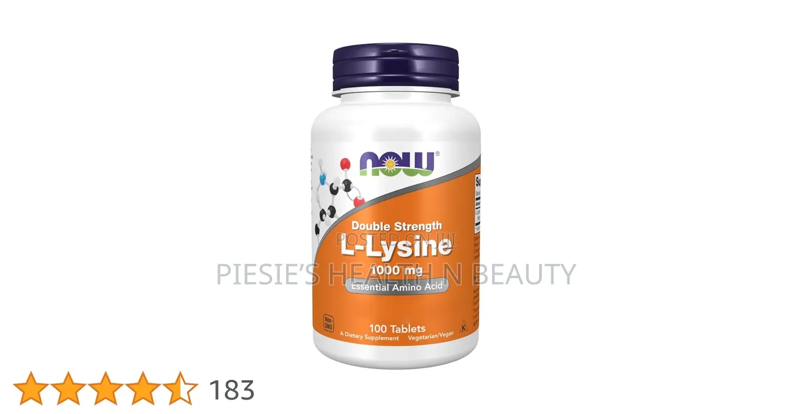 Now Foods, L-Lysine, Double Strength, 1.000mg, 100 Vegan Tablets