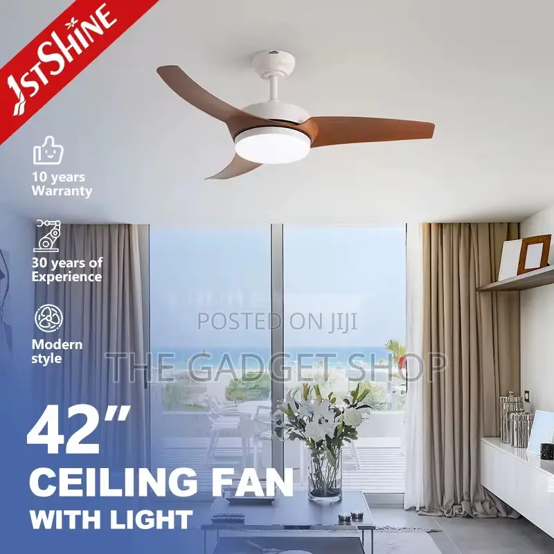 Ceiling Fan With Light (White Brown)