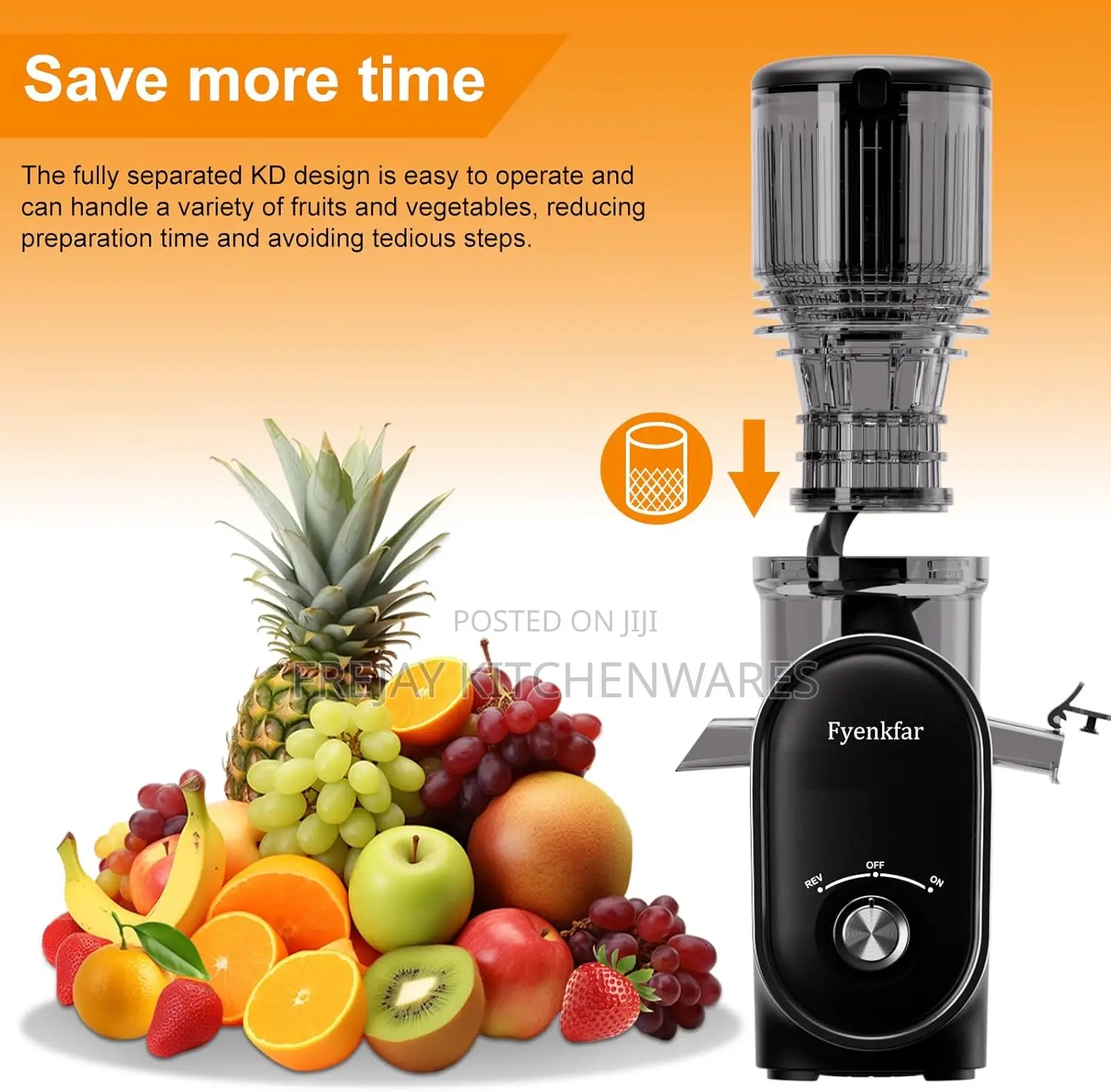 Fyenkar Cold Press Juicer, 300w, 5.3" Large Feed Chute, 1.5l