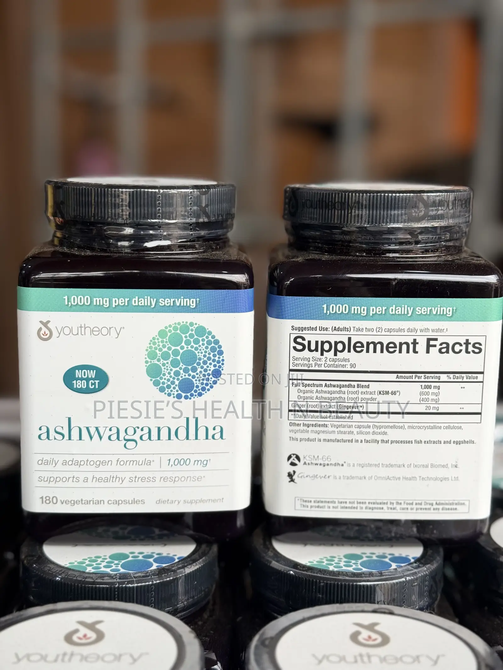 Youtheory Ashwagandha 1000 Mg, 180 Vegetarian Capsules