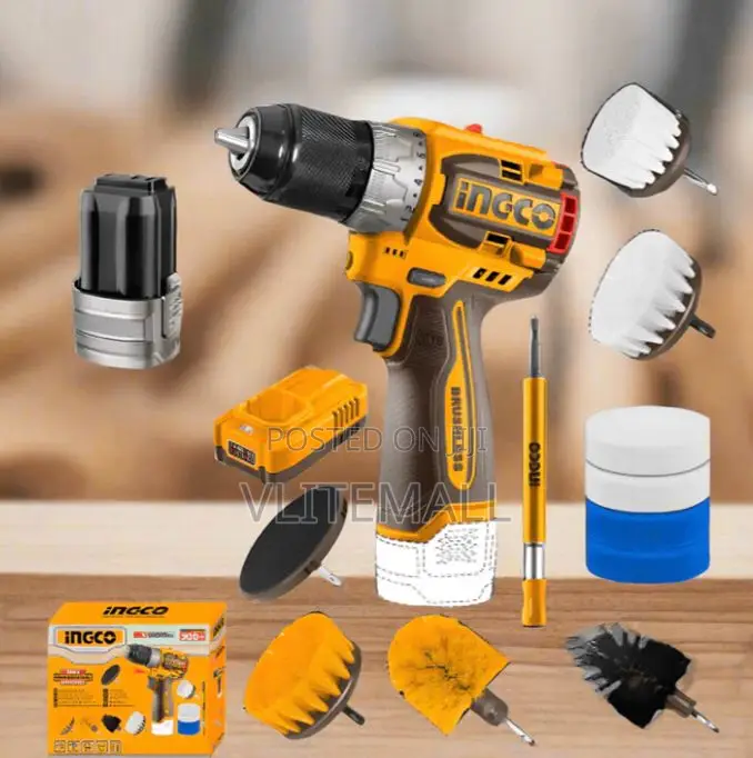 Lithium-Ion Cordless Drill + 2 Pieces 20v Batteries + 11pcs Cleaning
