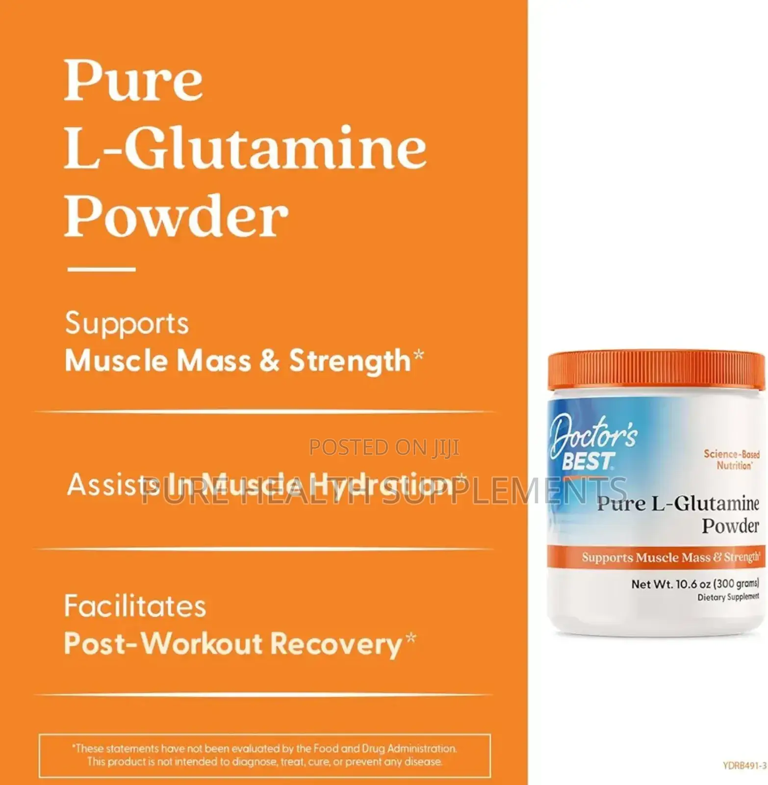Pure L-Glutamine Powder, (300 G) for Stomach Ulcers and Gastritis