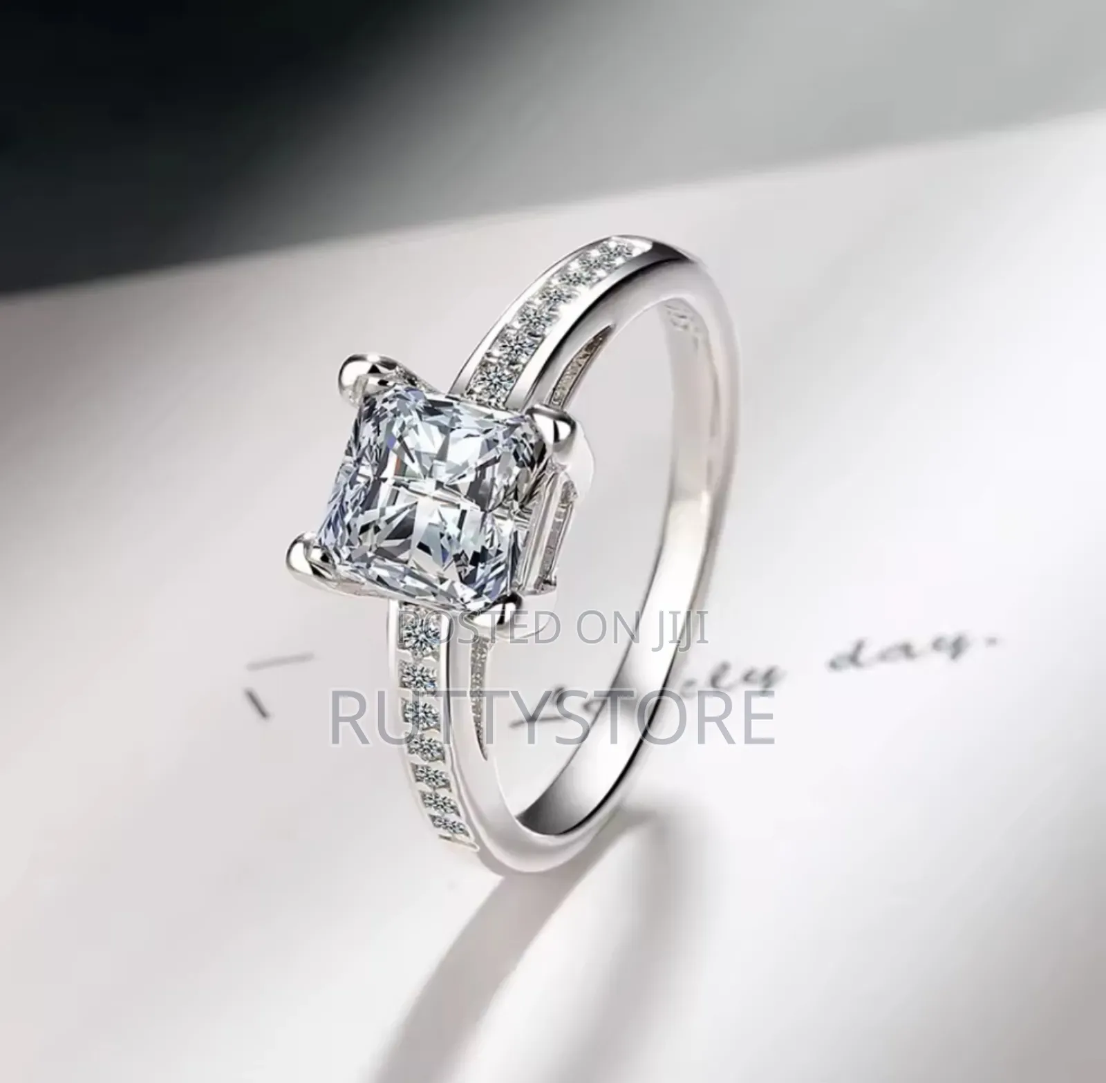 Emerald Shaped 925 Sterling Engagement /Promise Ring