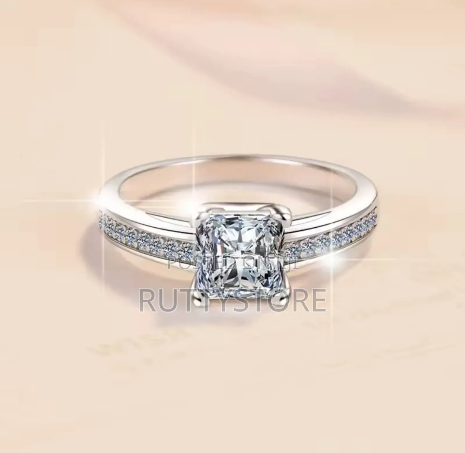 Emerald Shaped 925 Sterling Engagement /Promise Ring