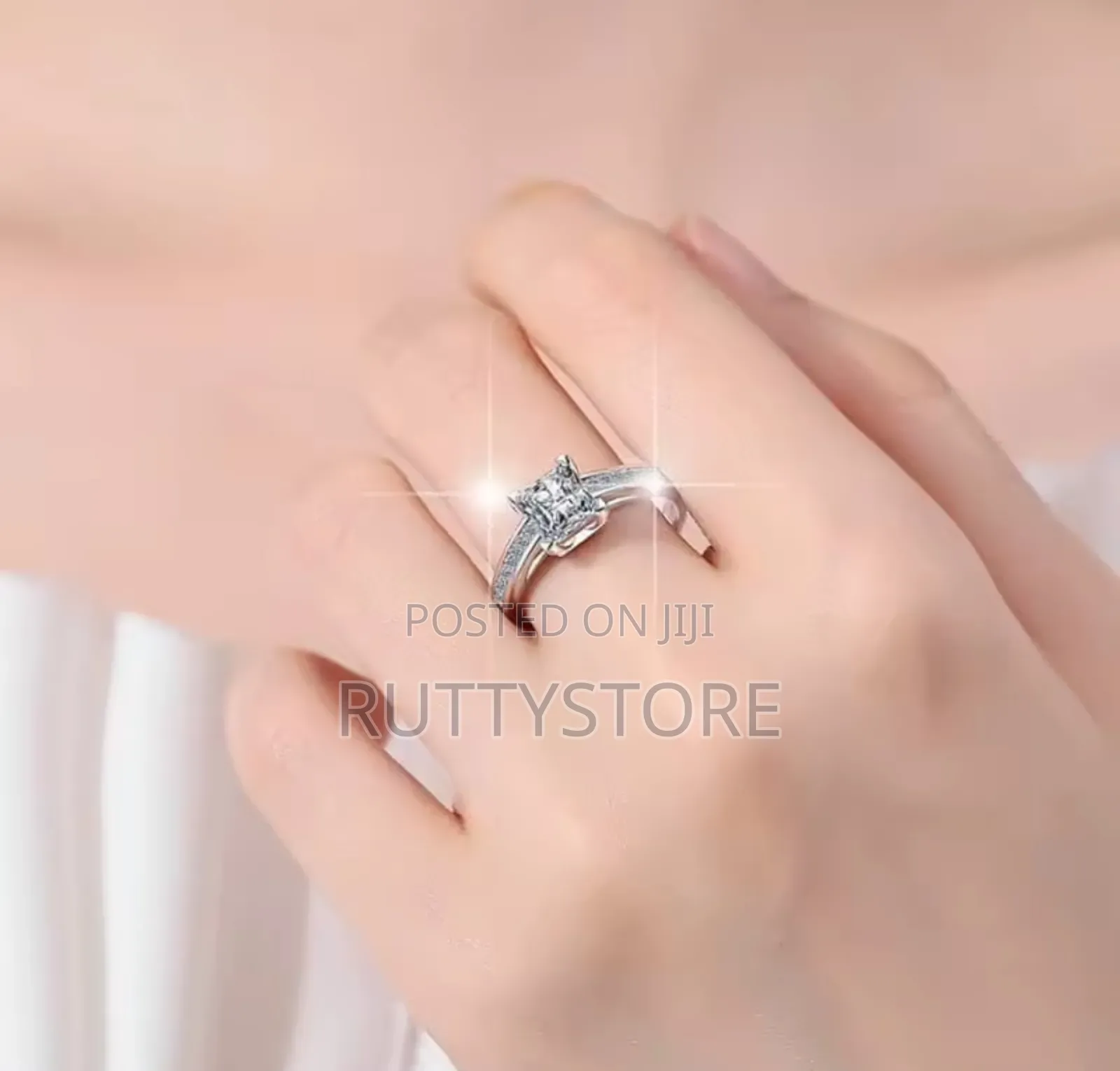 Emerald Shaped 925 Sterling Engagement /Promise Ring
