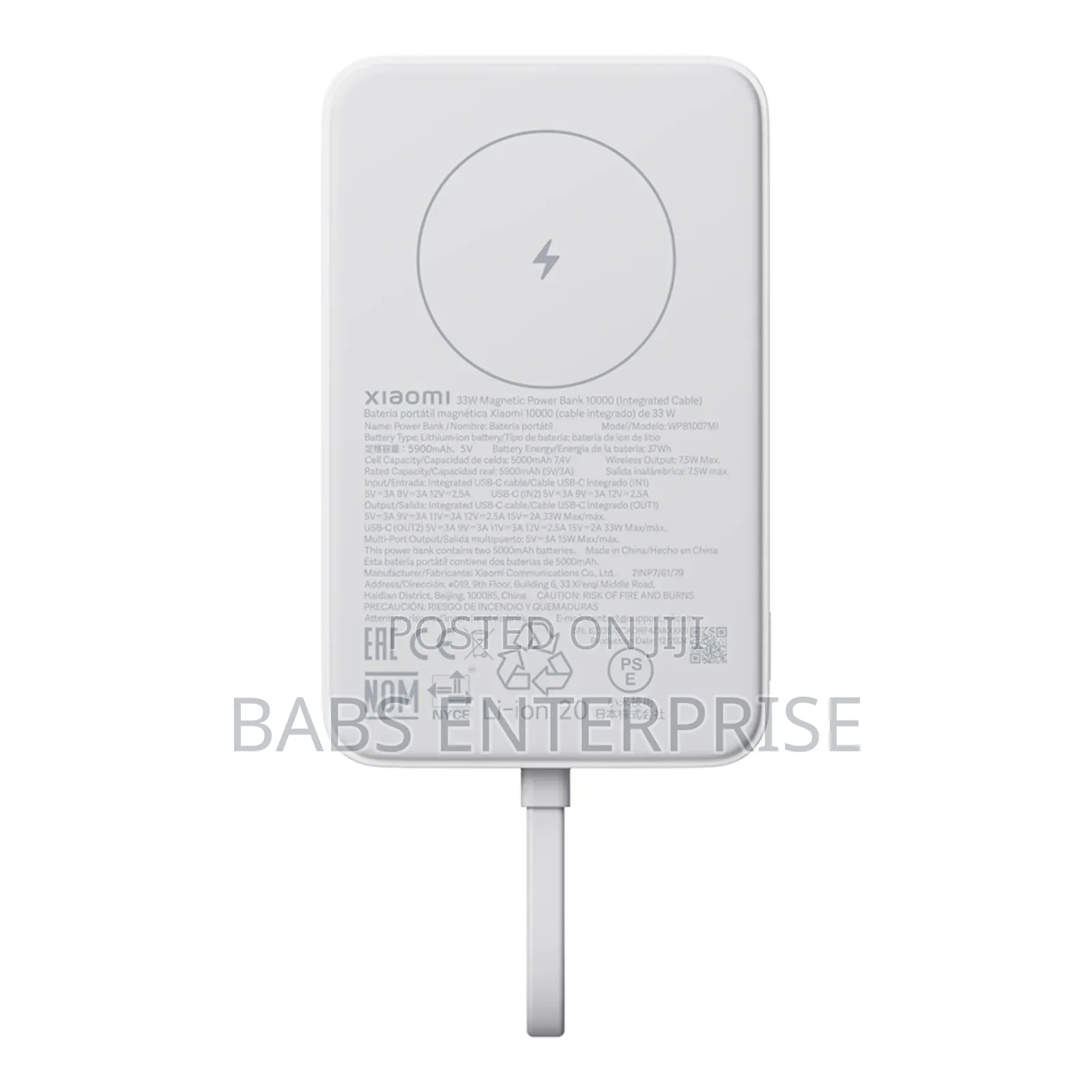 Xiaomi 33w Magnetic Powerbank 10000 (W/Cable)White