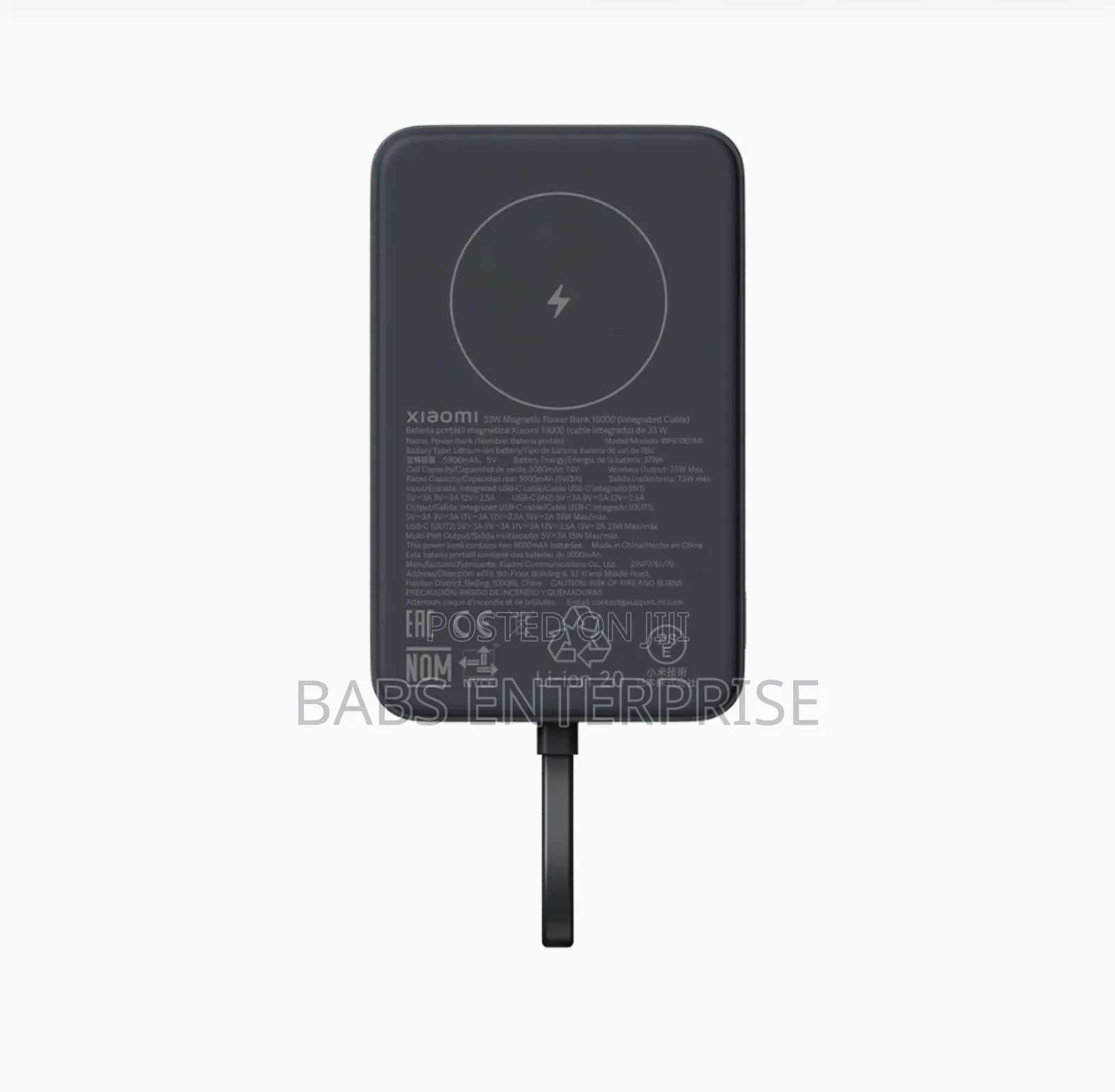 Xiaomi 33w Magnetic Powerbank 10000 (W/Cable)Gray