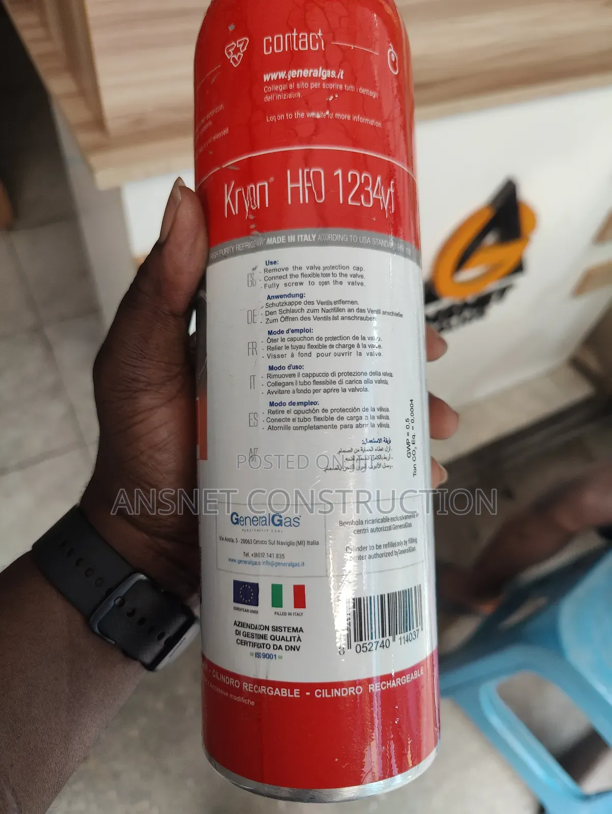 1234yf Refrigerant Kryon 1100g-Italy Refillable