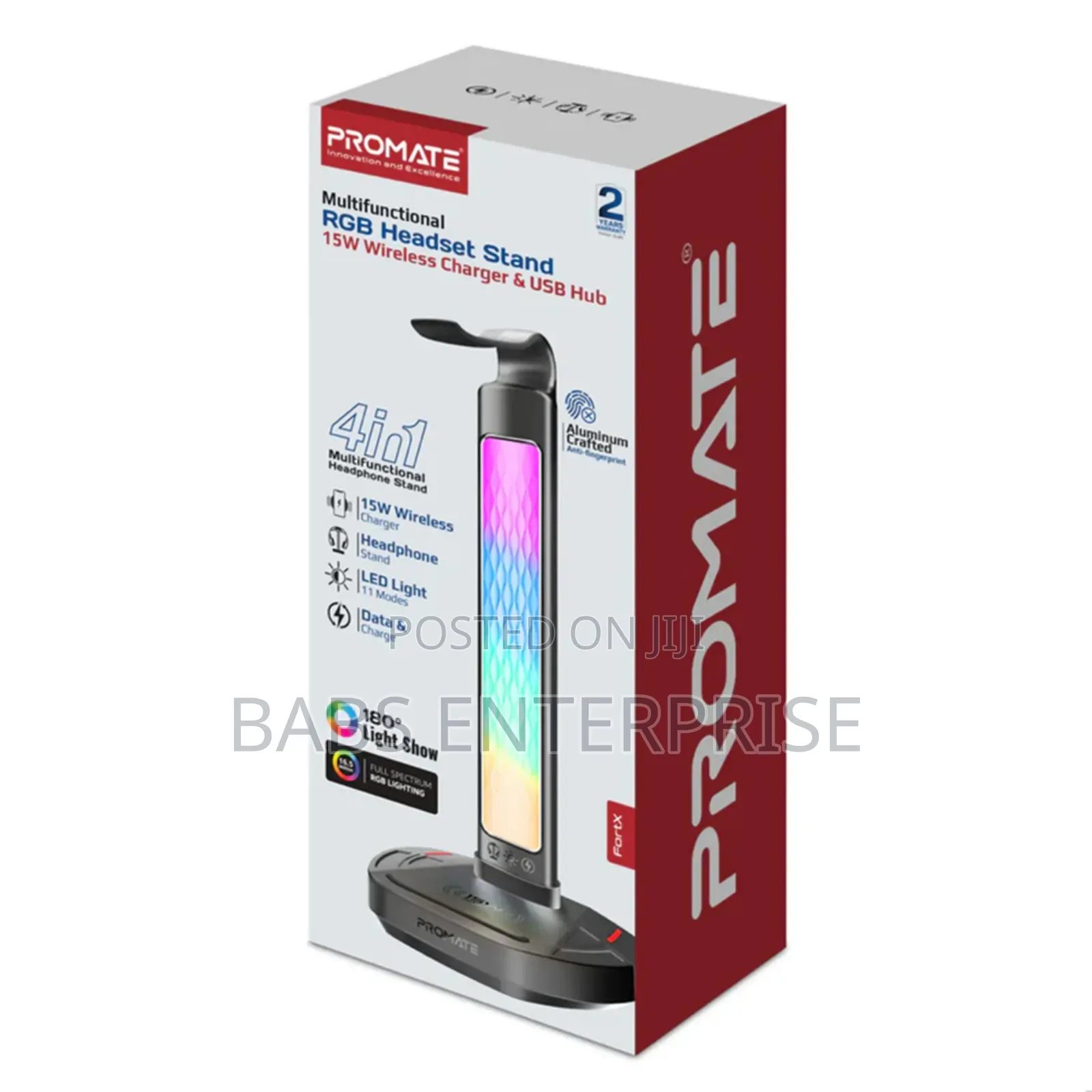 Promate Fortx Multifu Rgb Headset Stand 15w Wireless Charger & Usb Hub