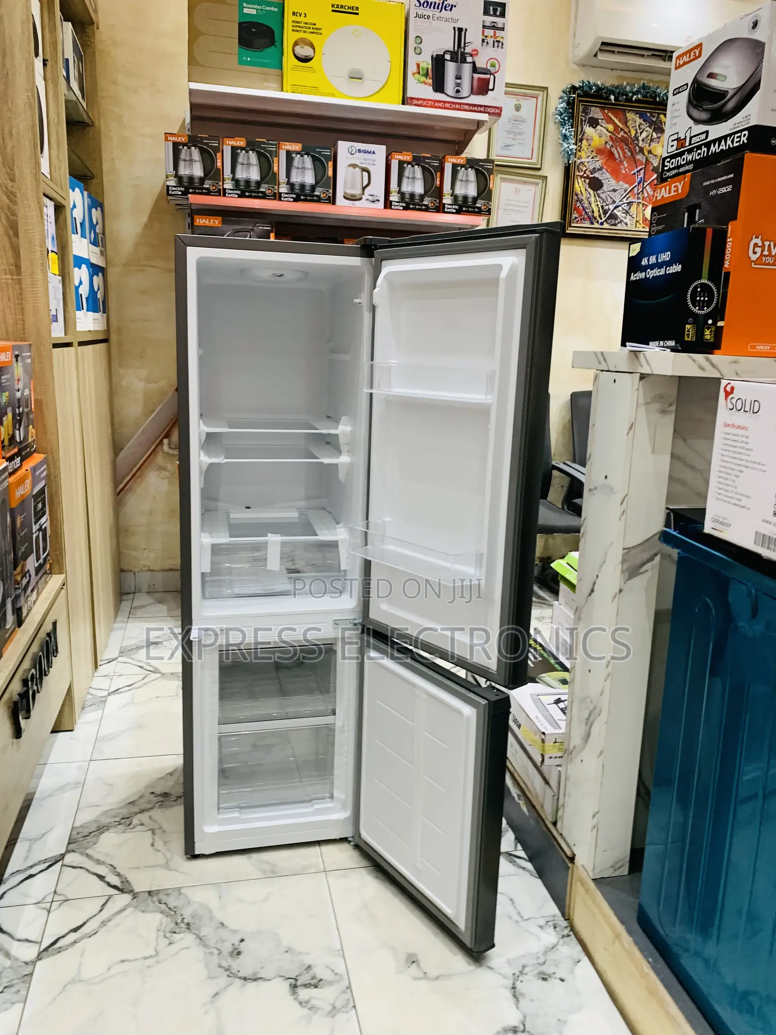 Quality Sleek Grey Double Door Zara 240bf Fridge 161l