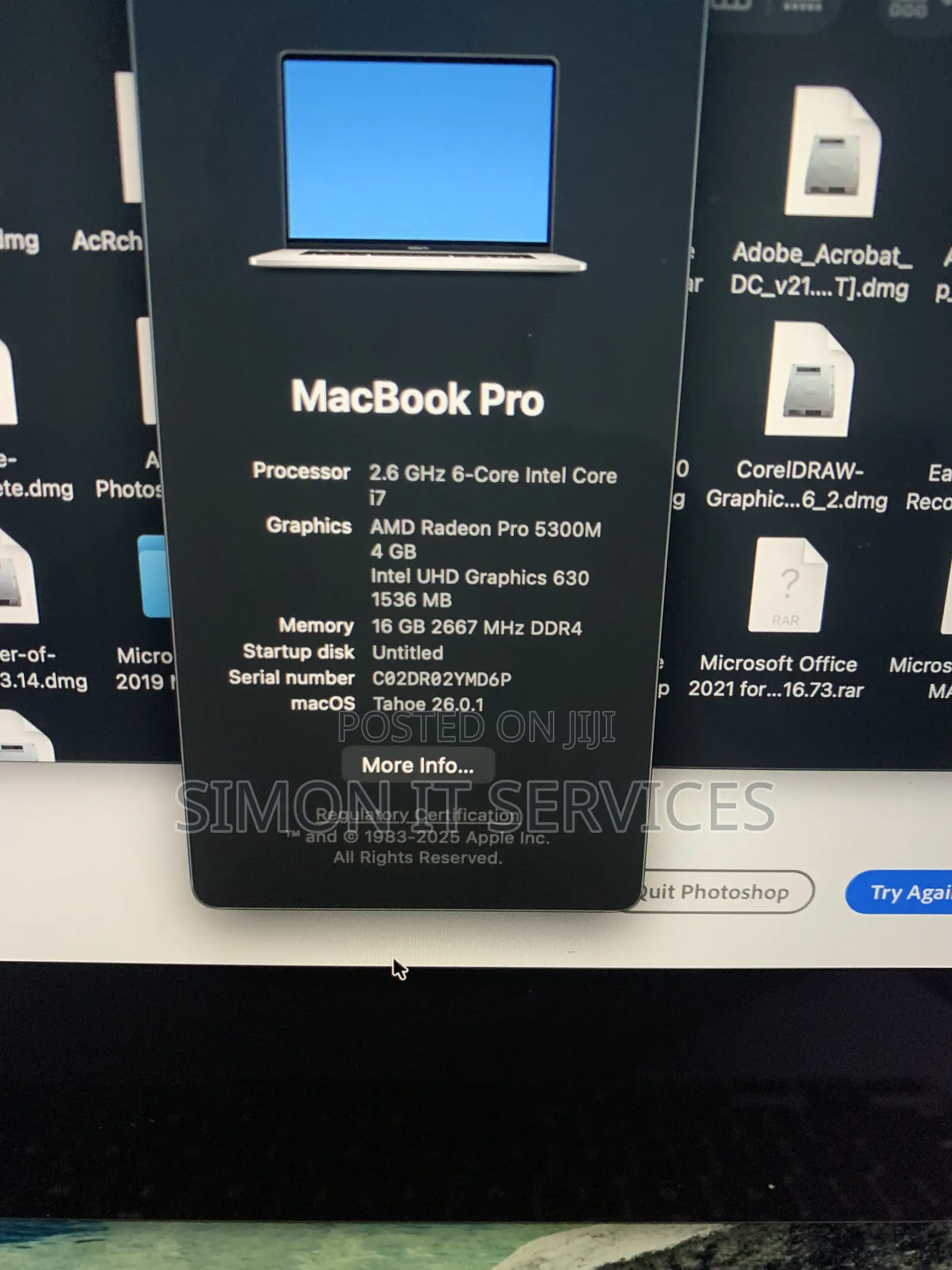Laptop Apple MacBook Pro 2019 16GB Intel Core i7 SSD 512GB
