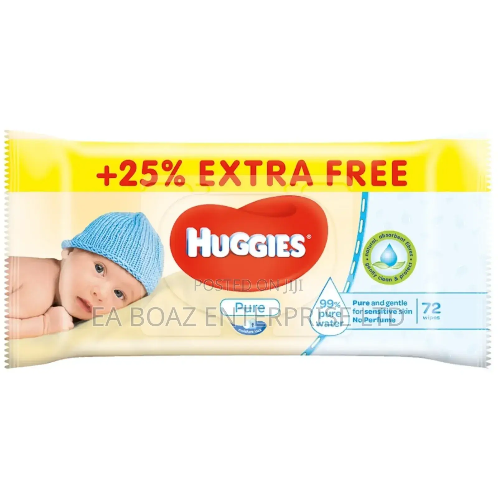 Huggies Pure Baby Wipes Maxi Pack (12×60 Wipes)