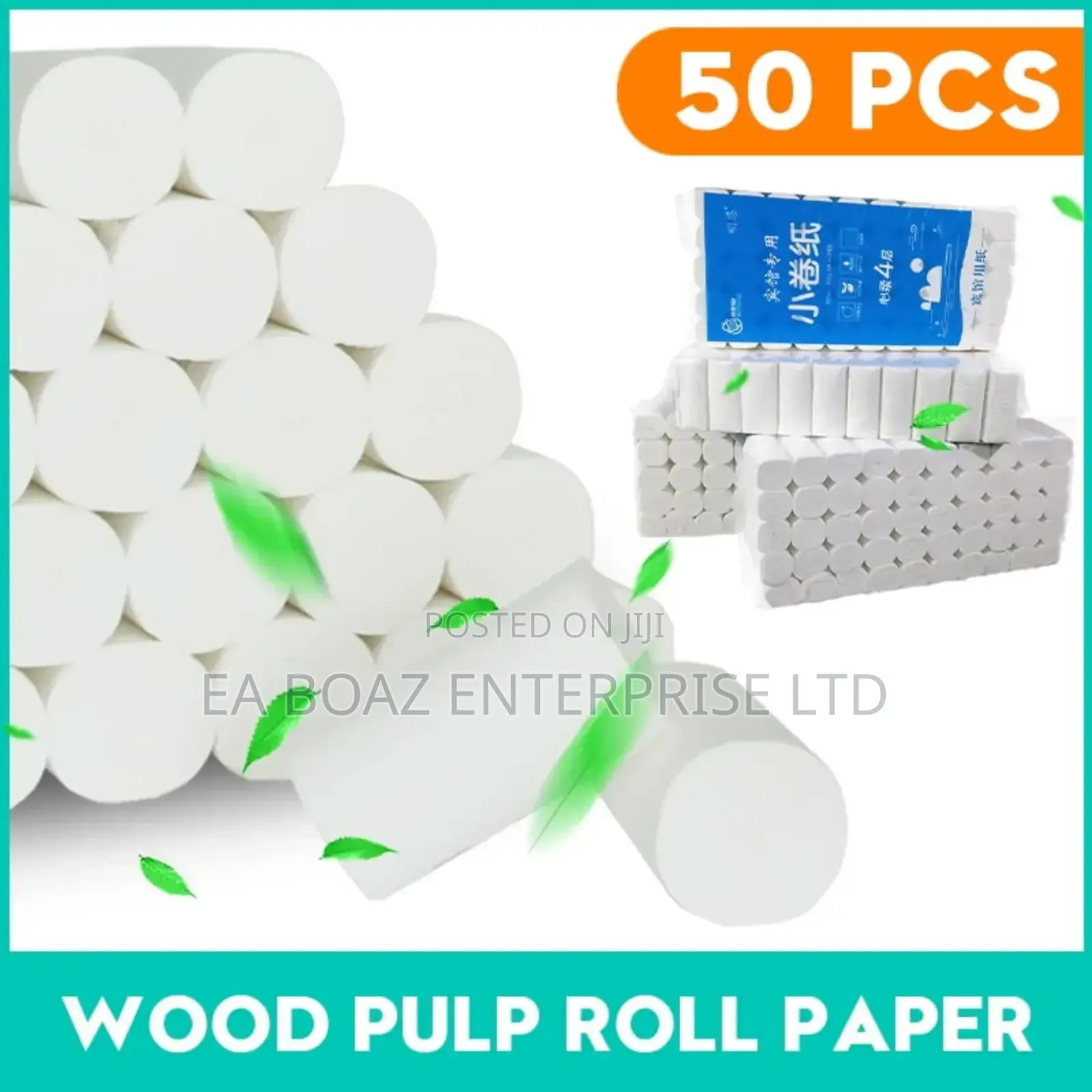 50 Rolls 4 Layers Toilet Paper Ultra Soft Wood Roll, Bathroom Tissue