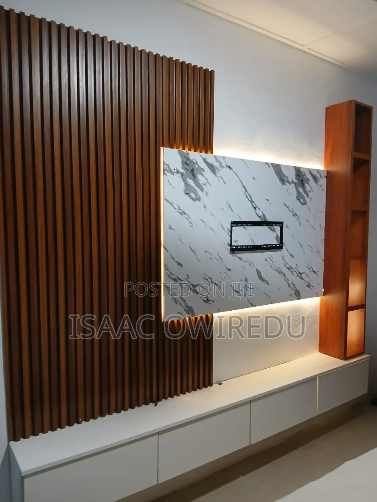 Television Wall Unit With a Colourful Design and Panels