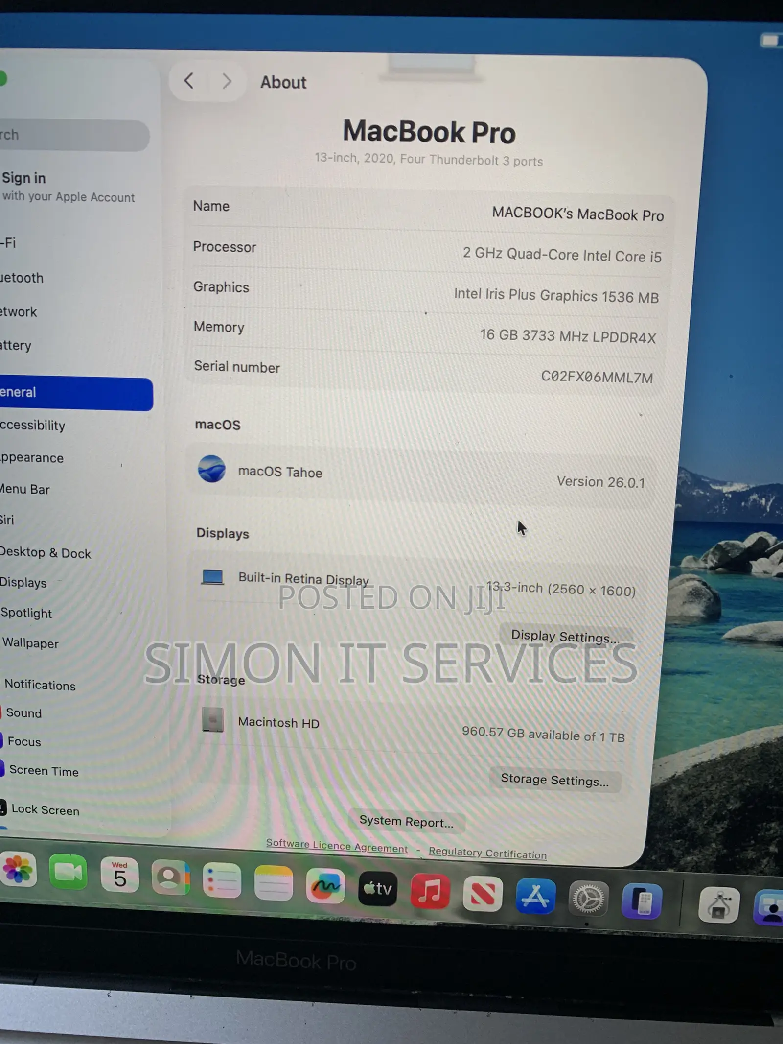 Laptop Apple MacBook Pro 2020 16GB Intel Core i5 SSD 1T