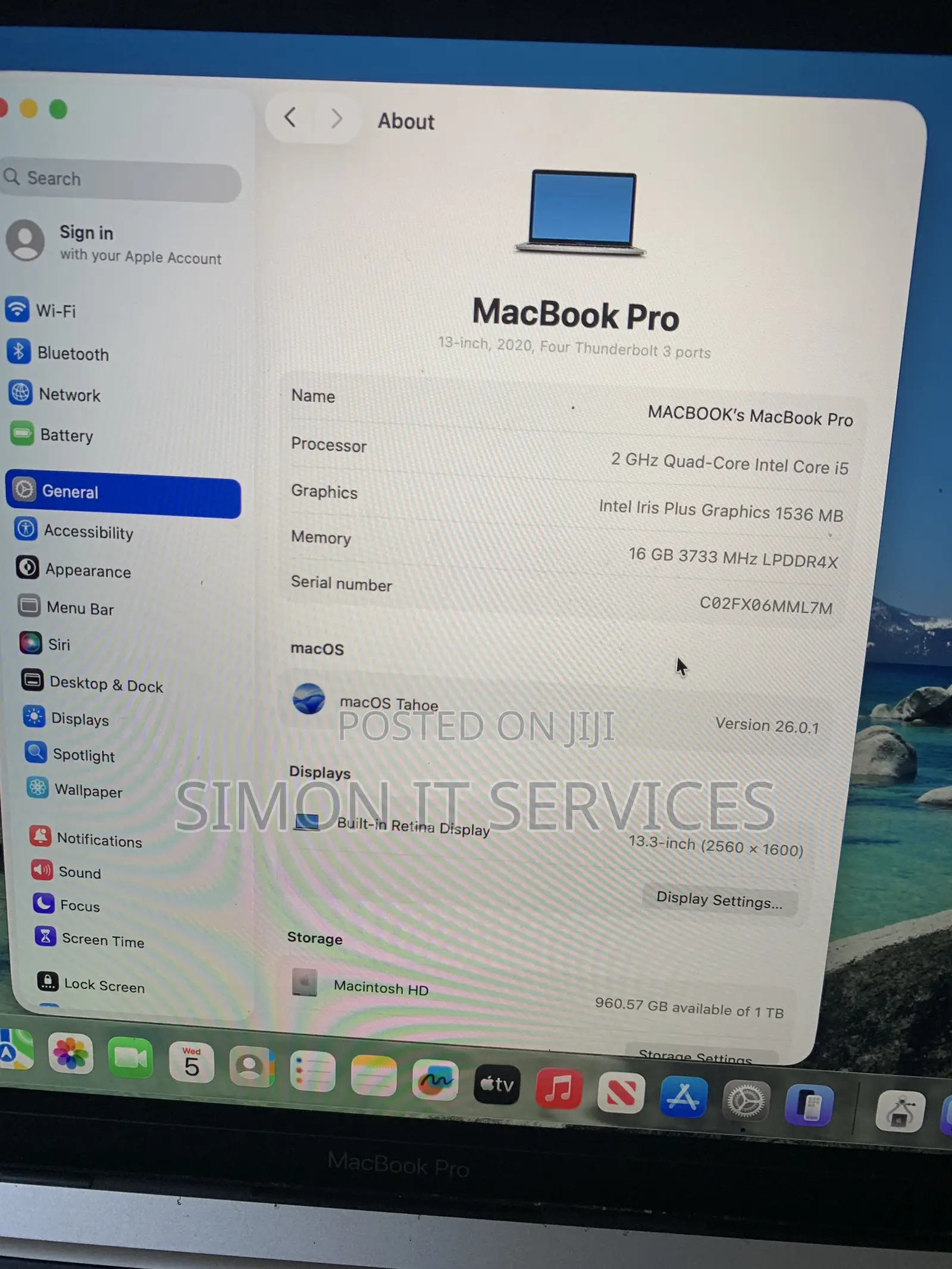 Laptop Apple MacBook Pro 2020 16GB Intel Core i5 SSD 1T