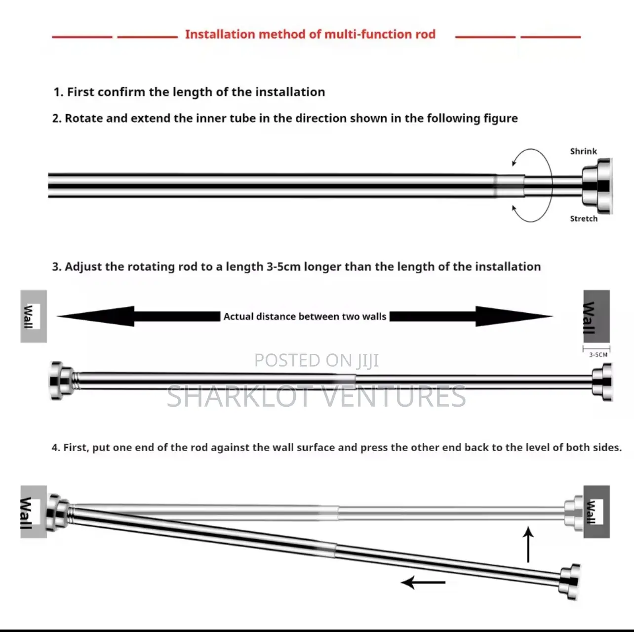 Medium Size Bathroom Rod 110-200cm