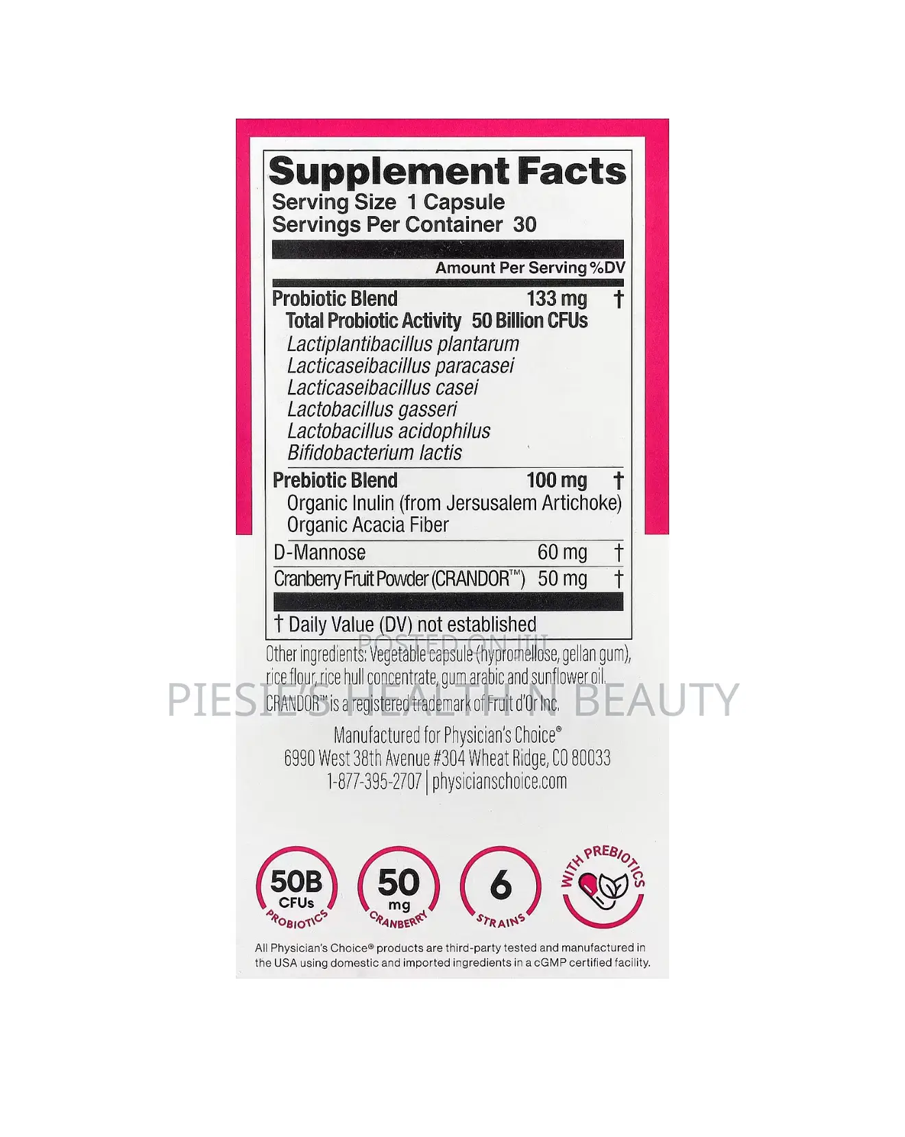 Physician's Choice Probiotics -Ph Balance, Digestive, Ut - 50billion