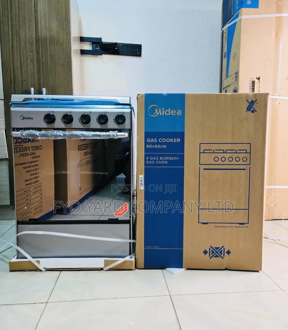 Mirror Face Type Midea 4 Gas Burner 60x60cm With Oven and Grill