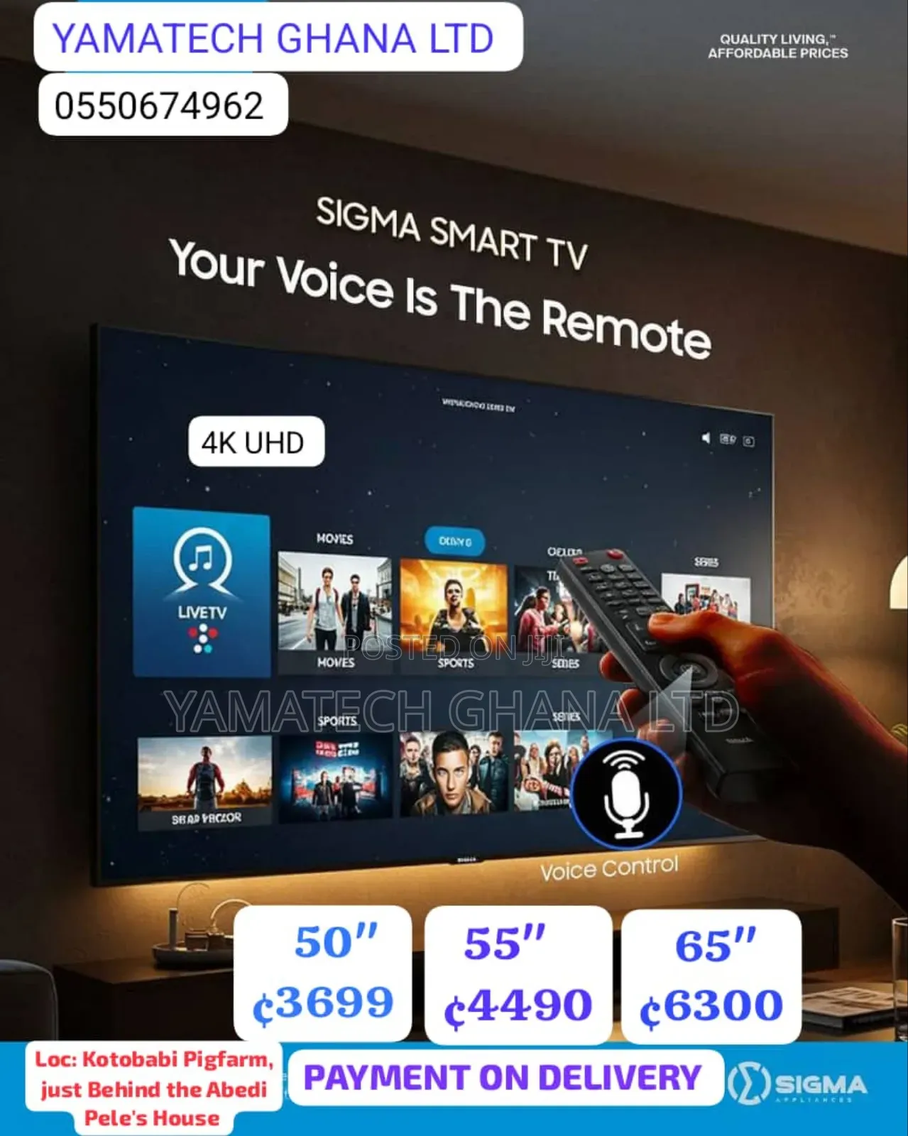 Quality Display Slim and Flameless Sigma 55 Inche Smart Tv