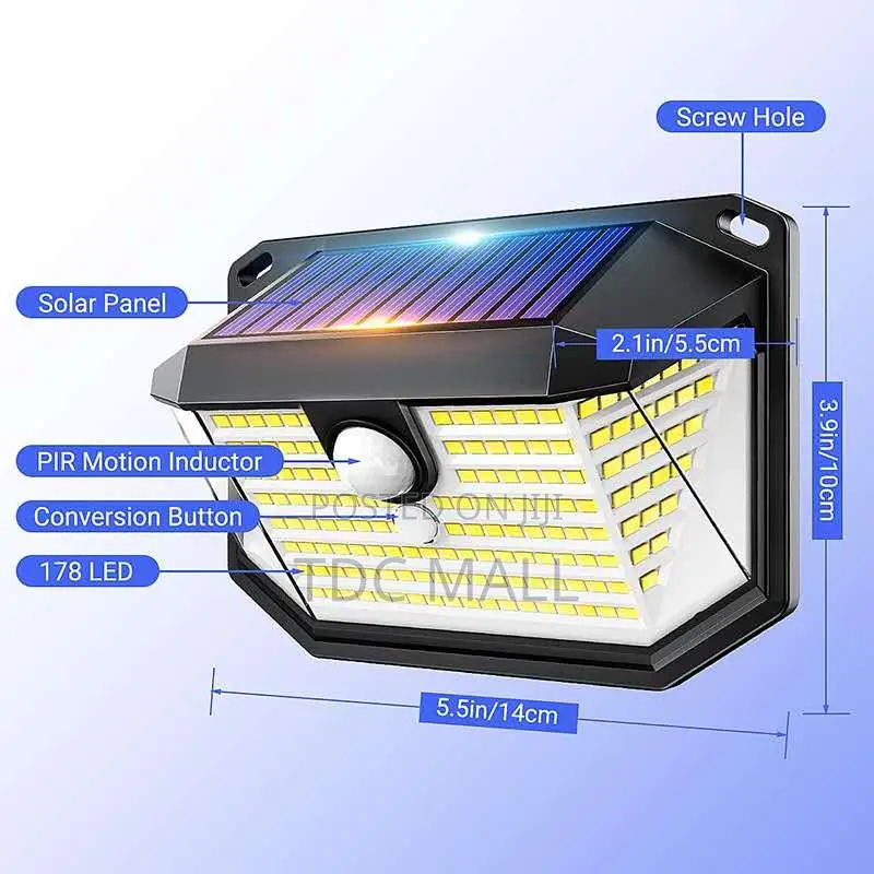 3 Sides Solar Wall Light With Sensor