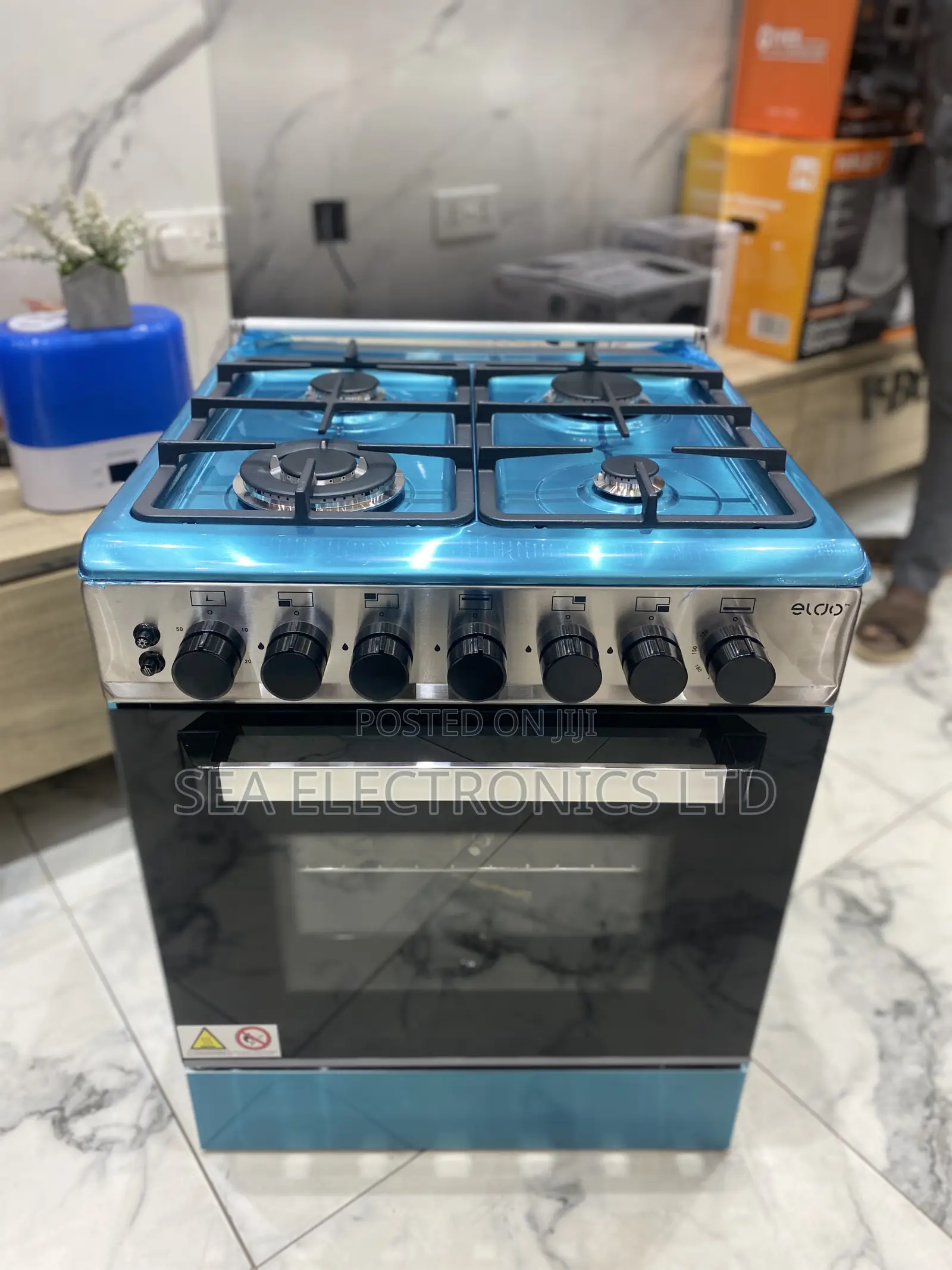 Eldo Gas 4 Burner 60x60cm Silver Oven Grill Rotisserie