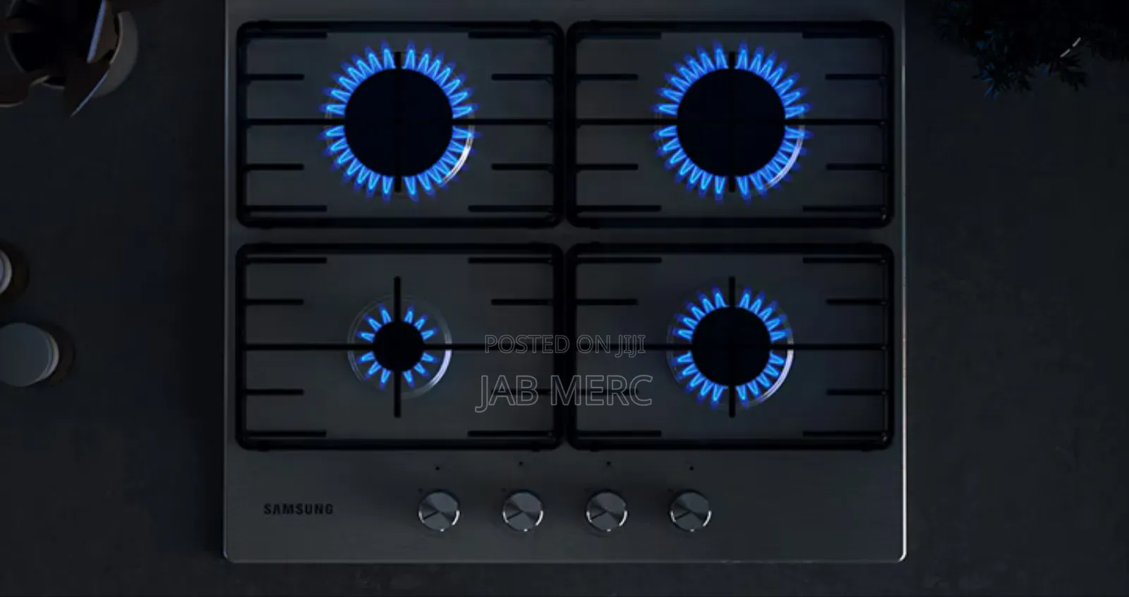 Samsung 60cm Gas Hob Cooktop With 4 Burners and Powerful Heat, Black