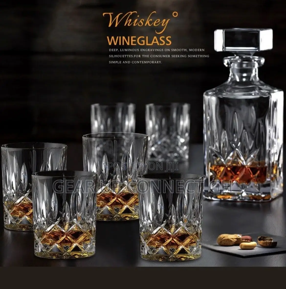 Crystal Decanter With Whiskey Glass
