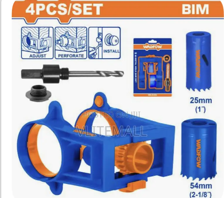 4pcs Door Lock Installation Hole Saw Set With Plastic Guide Wkj2404