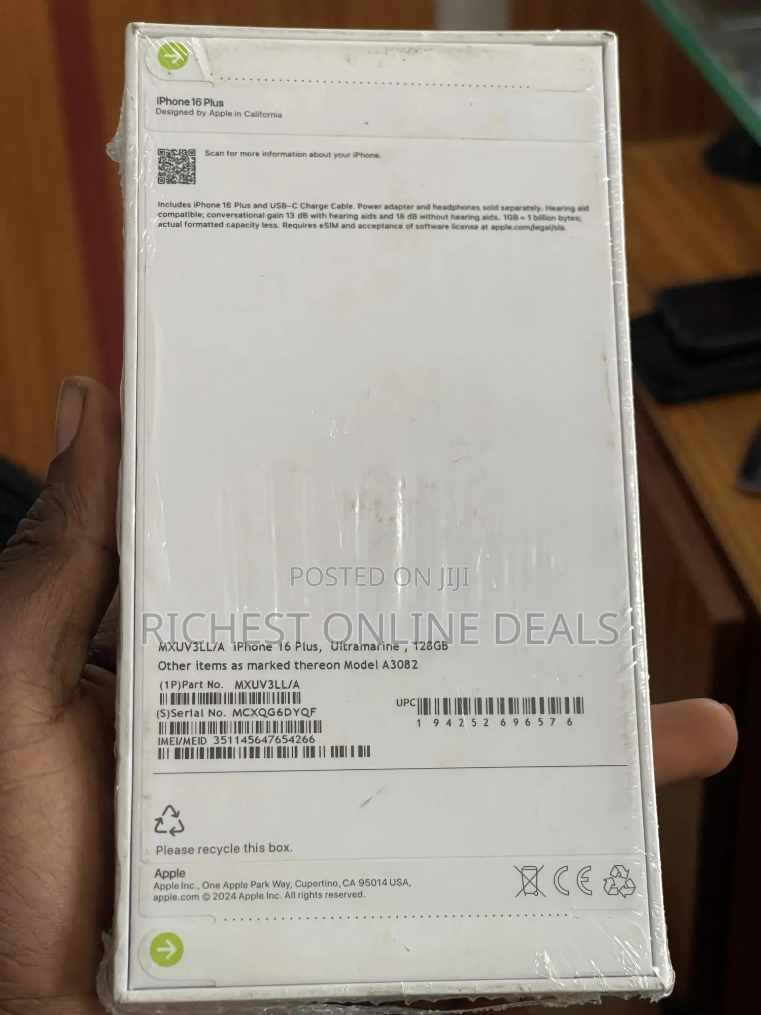 New Apple iPhone 16 Plus 128 GB Blue