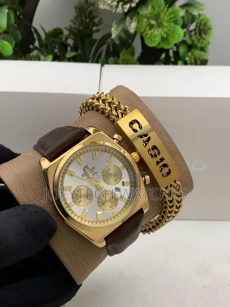 Leather Watch With Bracelet Set