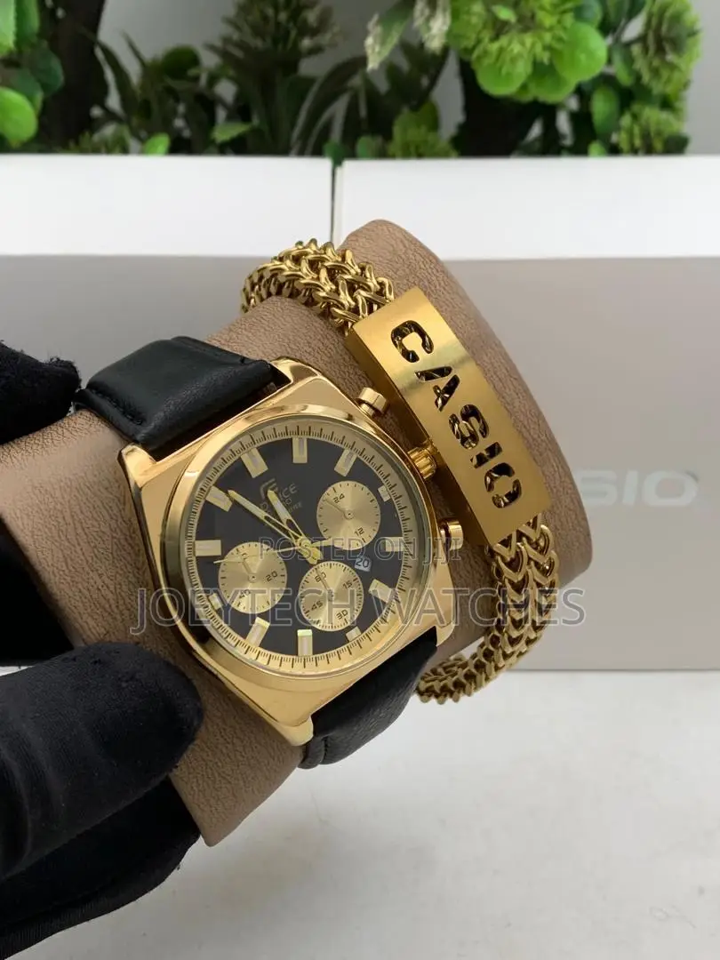 Leather Watch With Bracelet Set