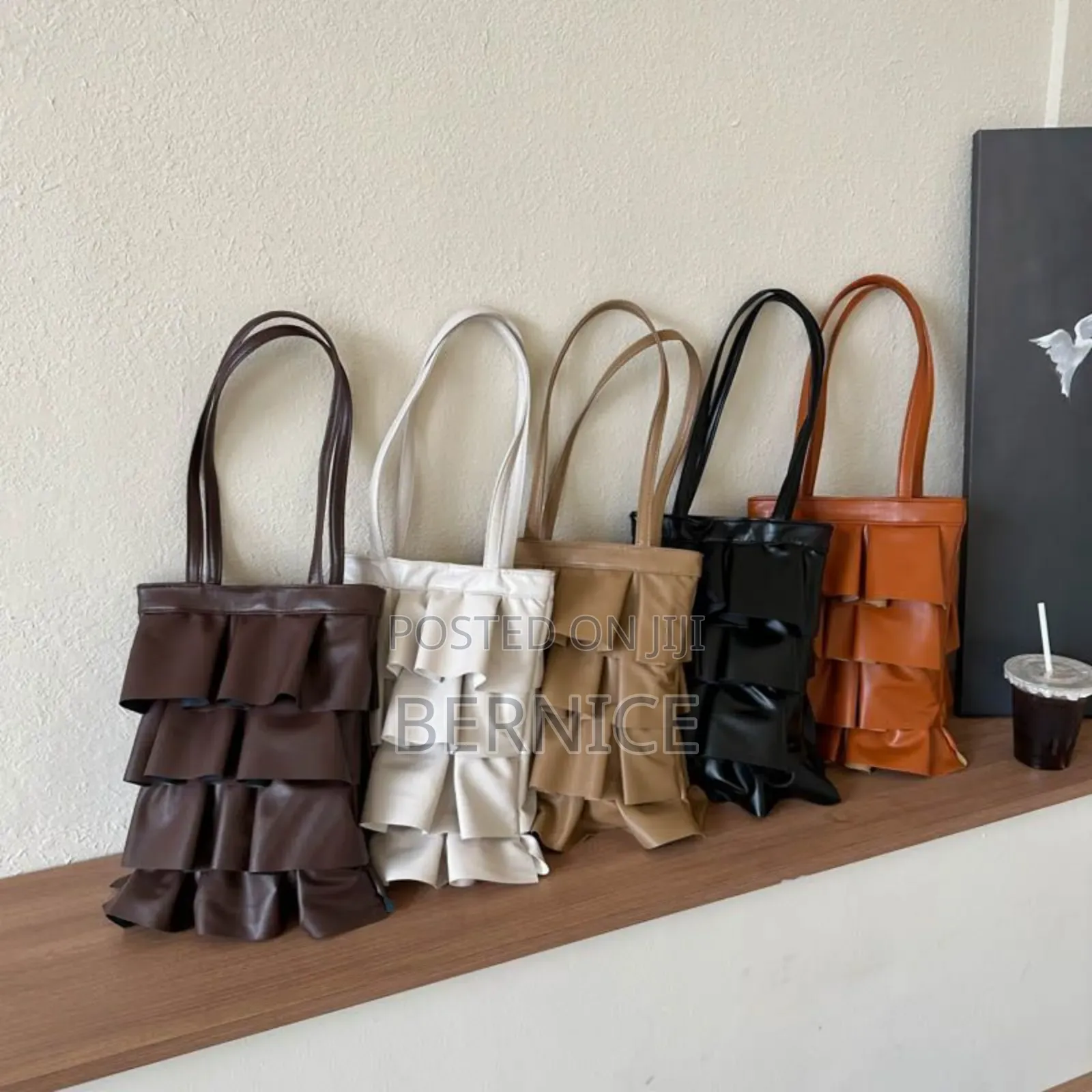 Elegant Black Ruffle Tote Bag – Chic Trendy Style