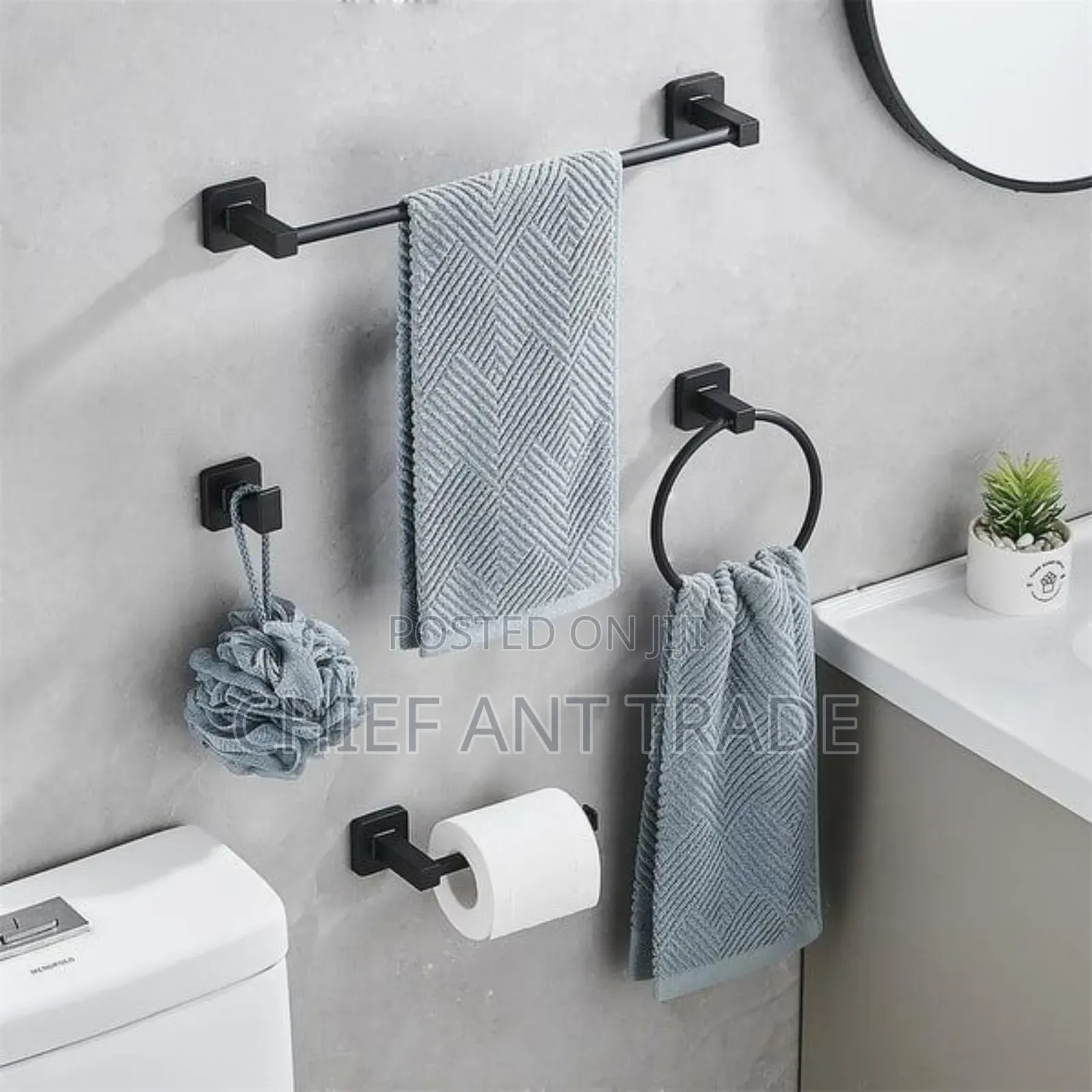 Set of Bathroom Accessories. Black