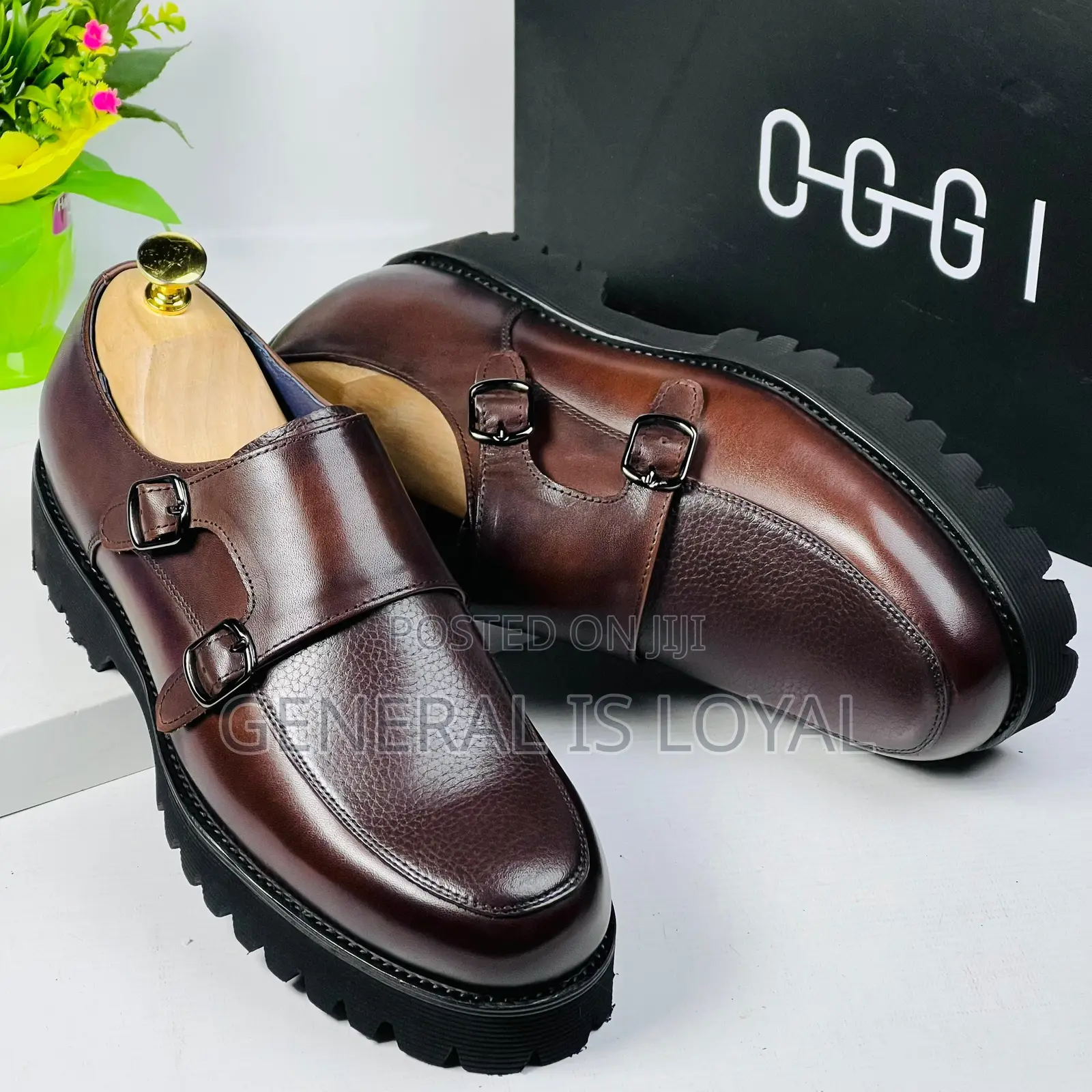 Oggi Men Coffee Monks Trap High Sole Shoe