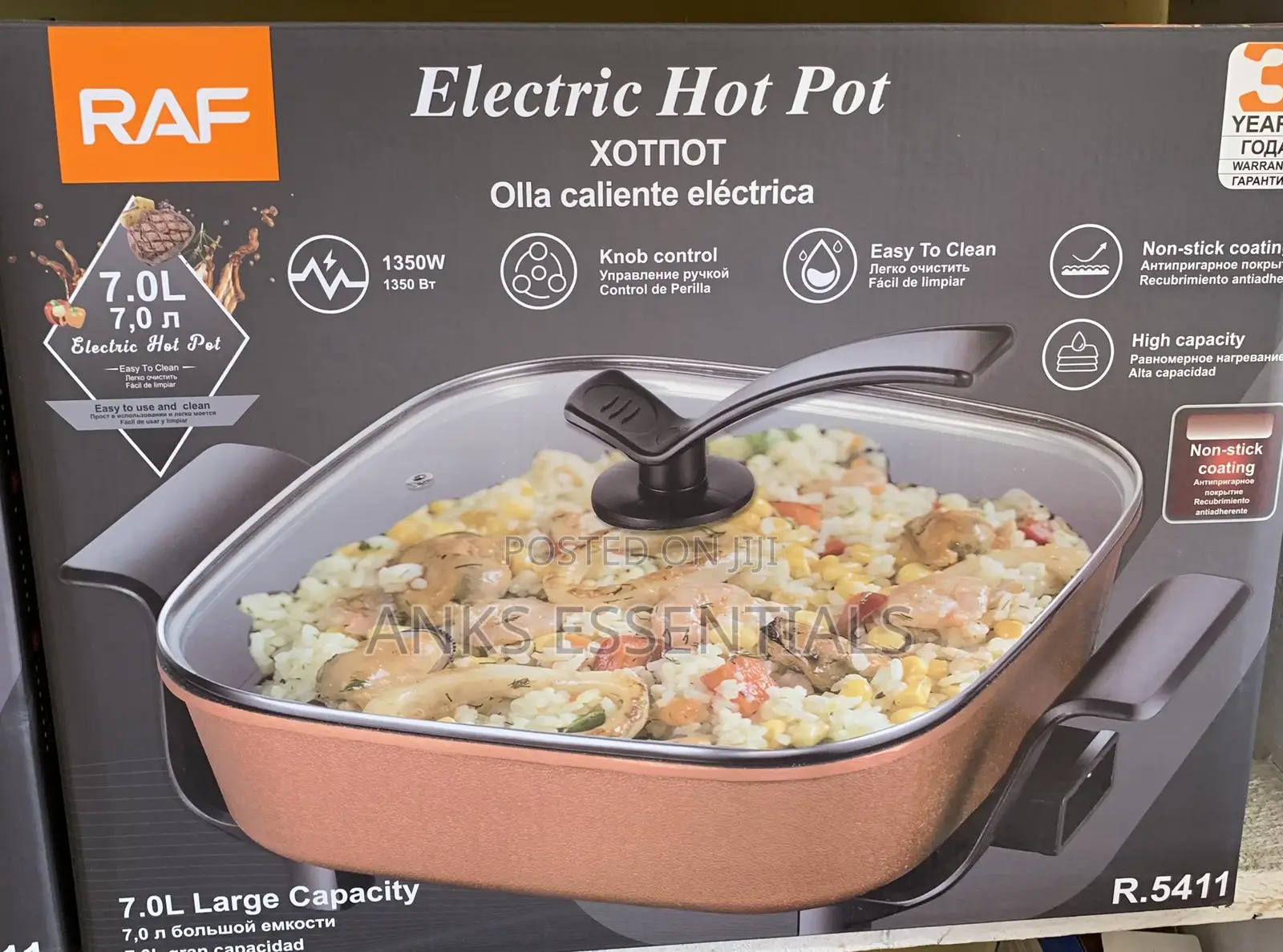 Raf 7.0l Electric Hot Pot With Non-Stick Coating