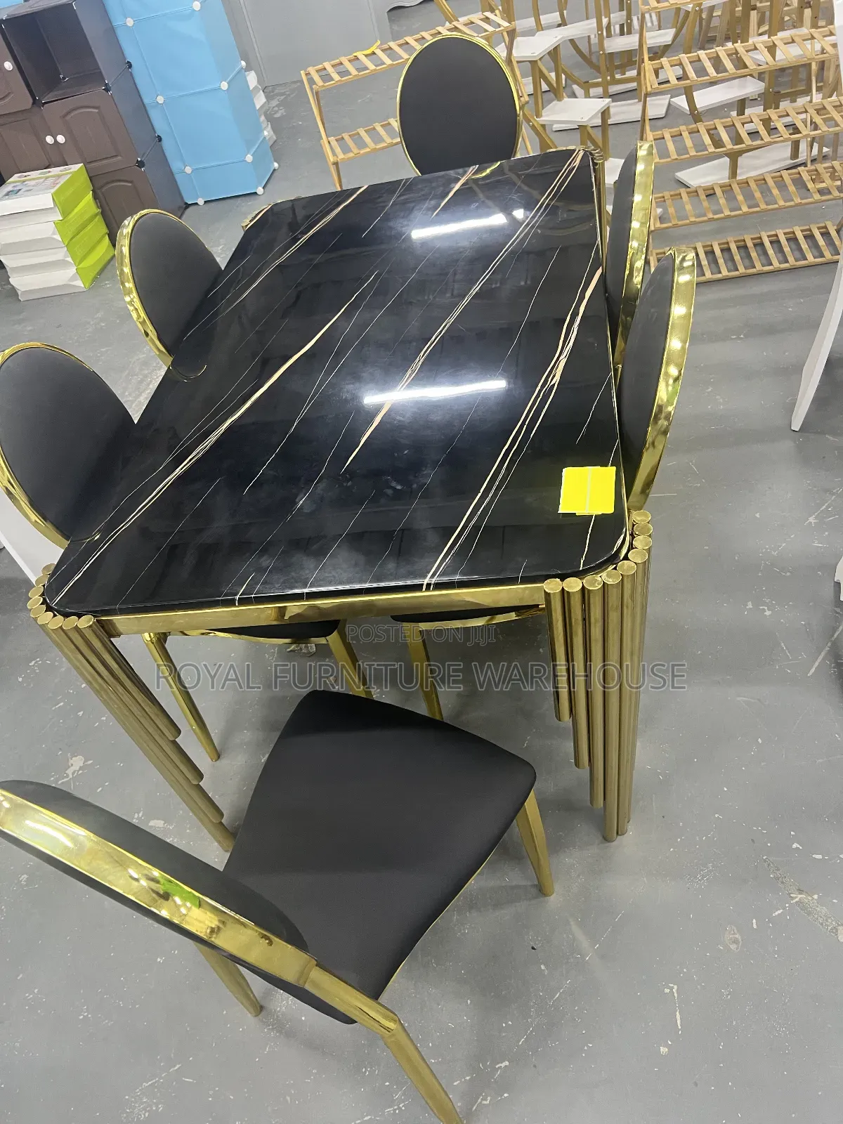 Gold and Black Combination 6 Seater Dining Set