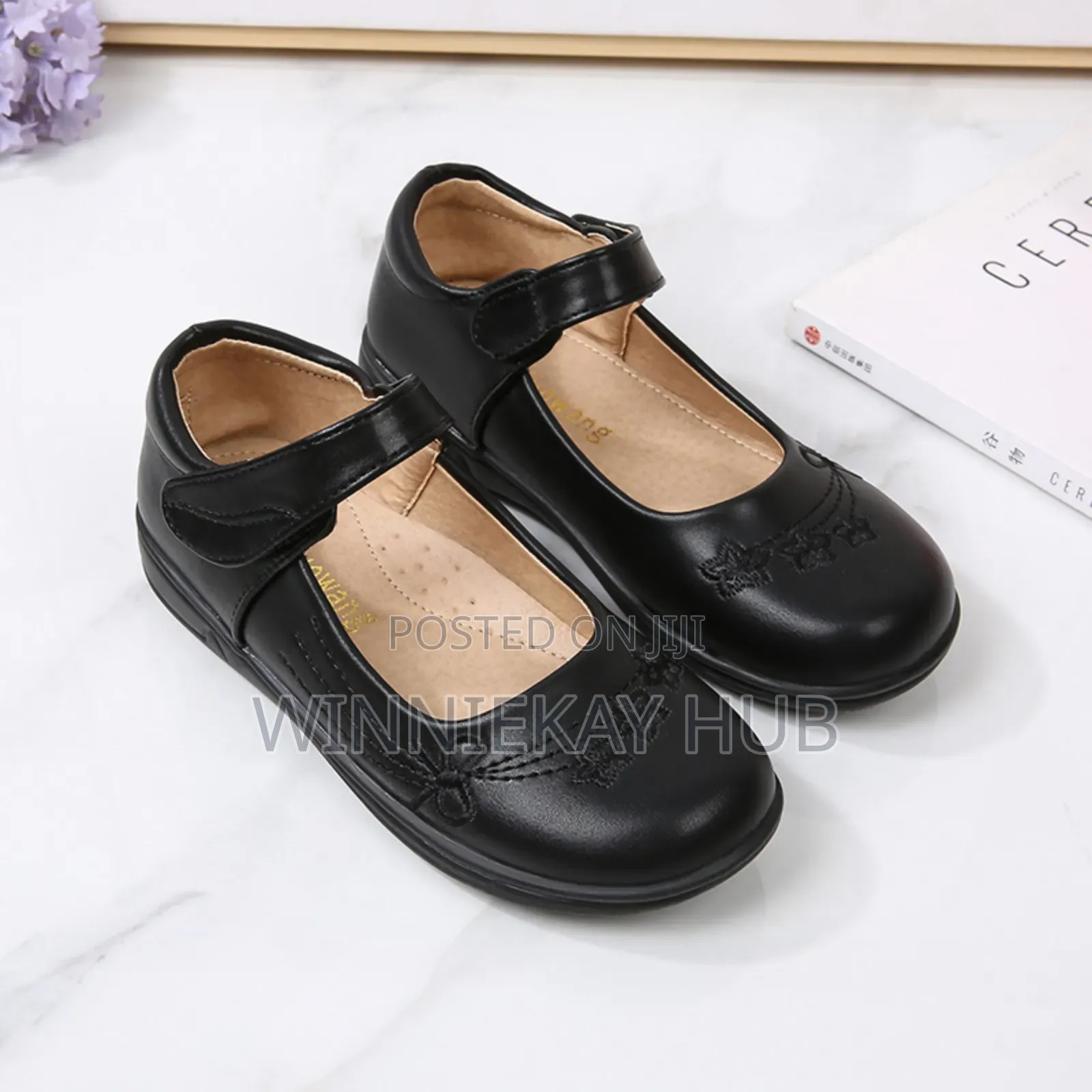 Girls School Shoe With Floral Pattern