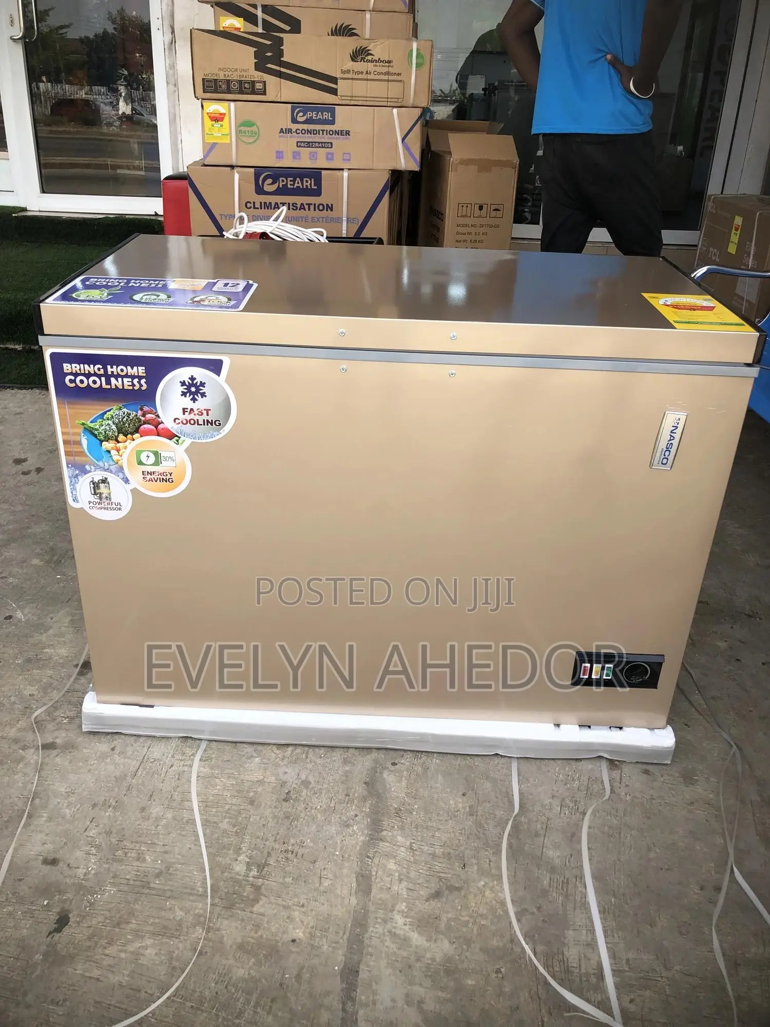 Strong Cooling Nasco Chest Freezer 318 Liters Gold Color