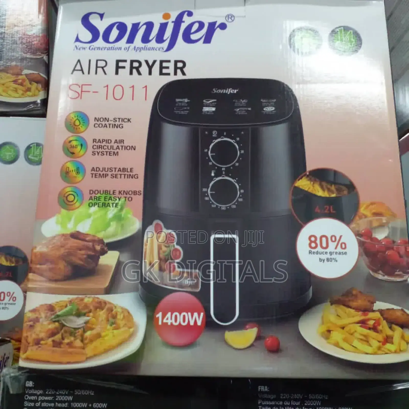 8l Large Capacity Air Fryer - 2400w, Healthy Easy to Clean