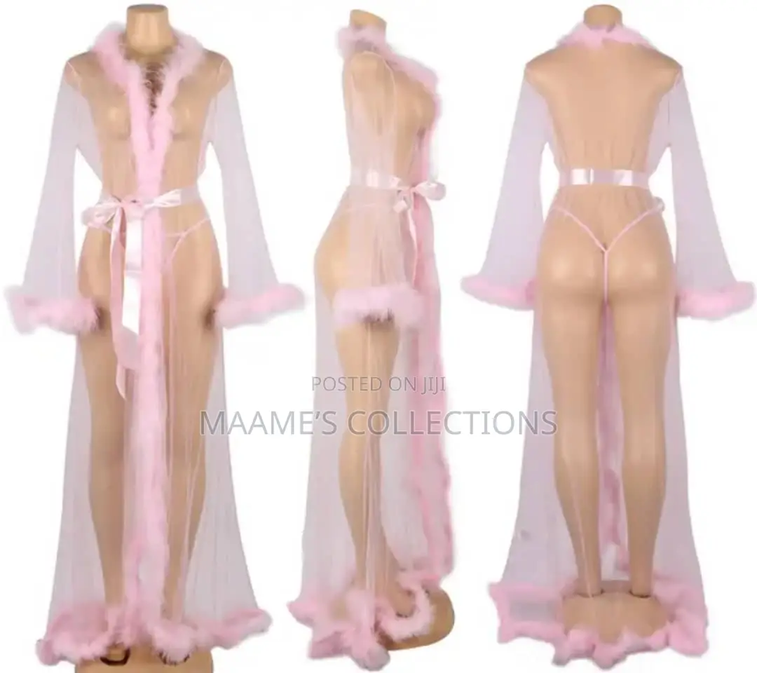 Women Long Bridal Robe Sexy Lingerie Sheer Nightgown.