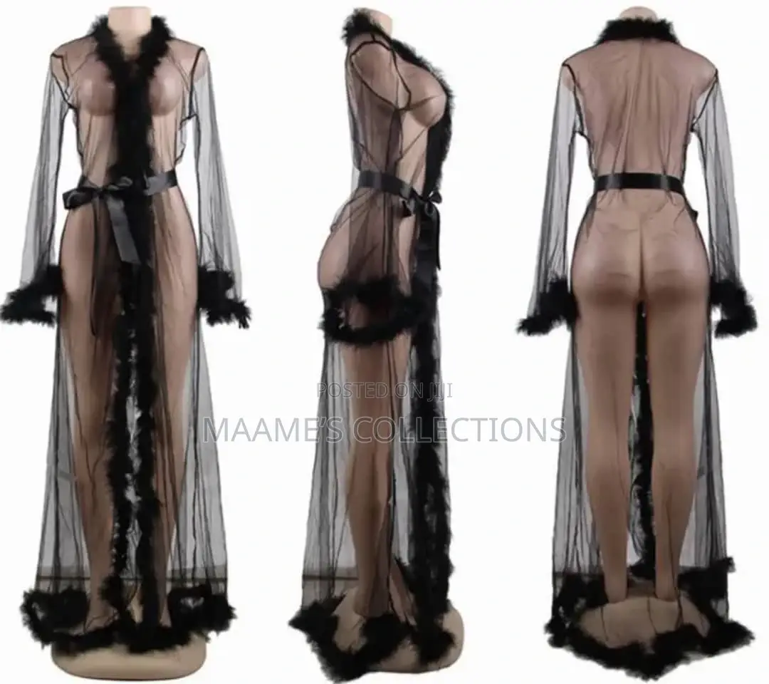 Women Long Bridal Robe Sexy Lingerie Sheer Nightgown.
