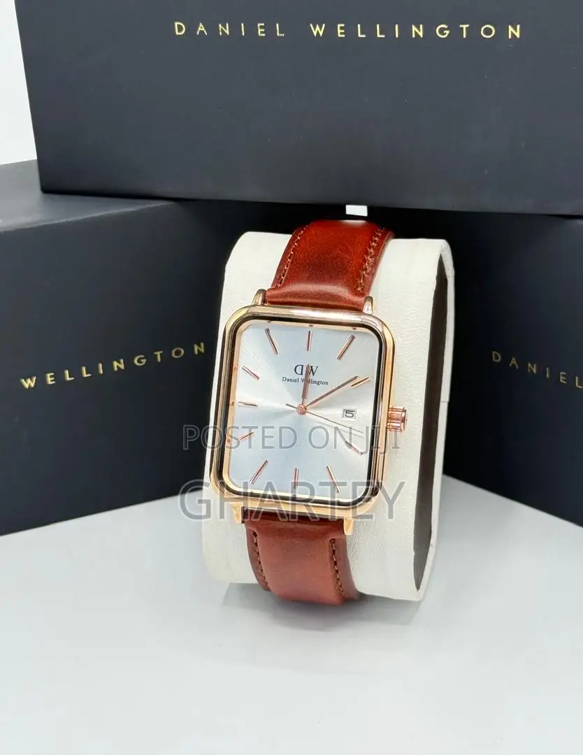 Square Dial Case Daniel Wellington Brown Green Strap