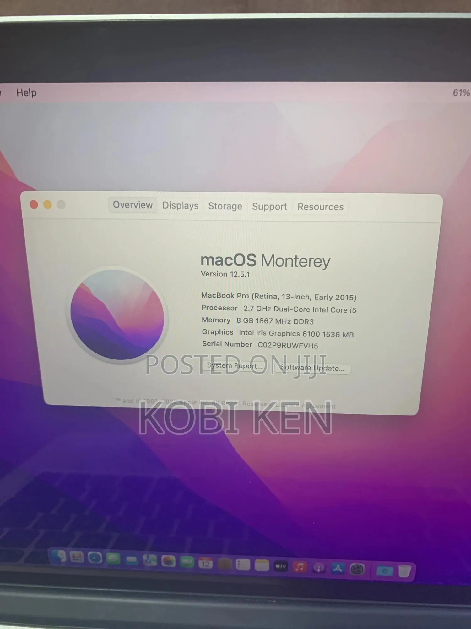 Laptop Apple MacBook Pro 2015 8GB Intel Core i5 SSD 256GB