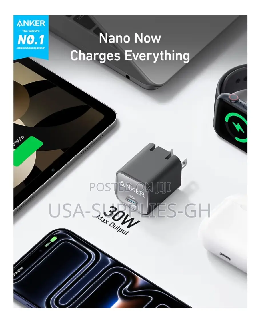 Anker Nano 511 Charger 30w With 6ft Usb-C to Usb-C Cable From Usa