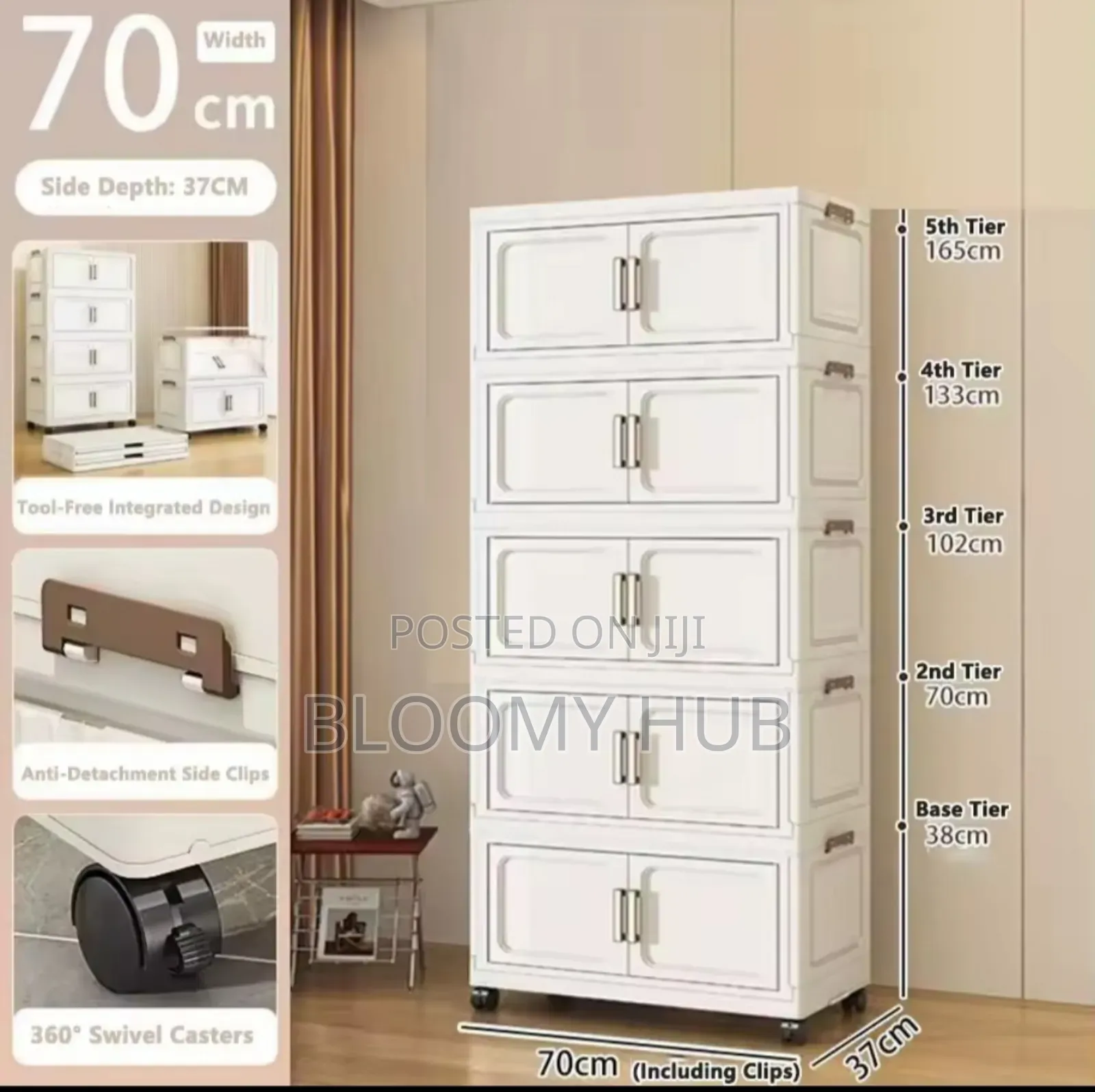 Plastic Foldable Wardrobe / Storage Cabinet (5 Layers)