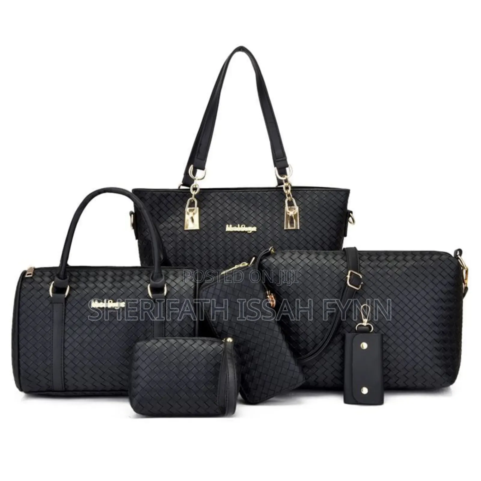 6in1 Stylish Woven Leather Handbag