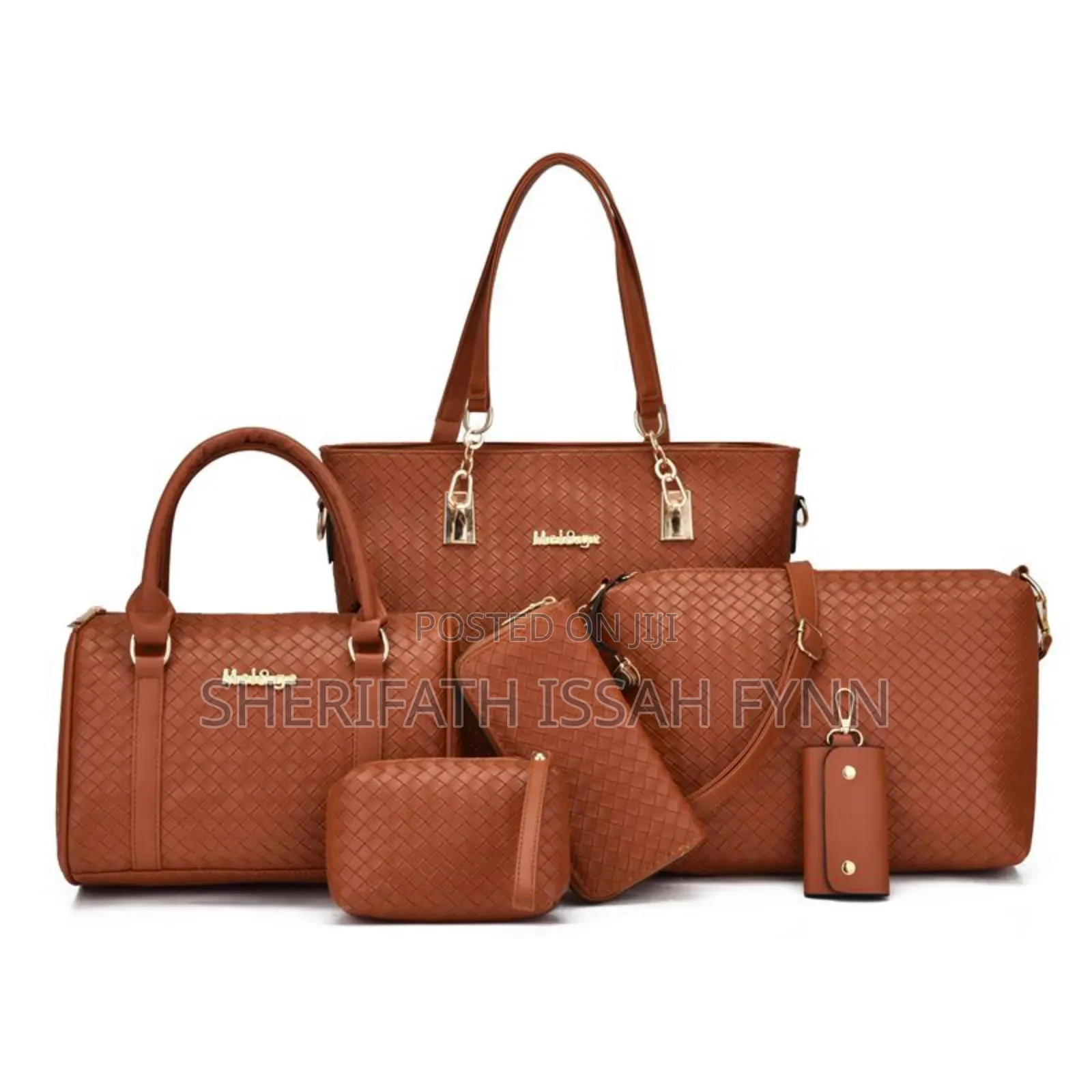 6in1 Stylish Woven Leather Handbag