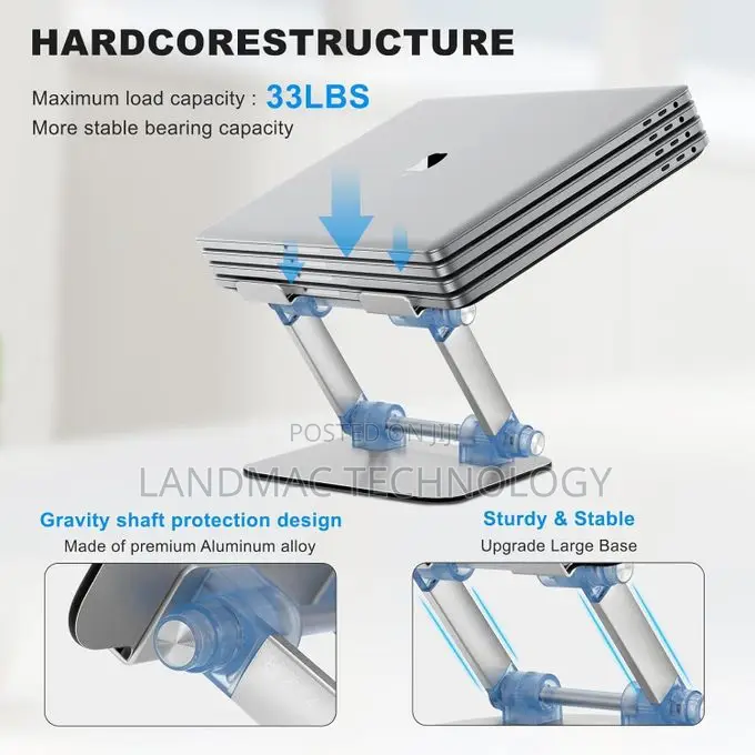 Adjustable Laptop Stand for Desk, Metal Foldable Laptop Riser Holder