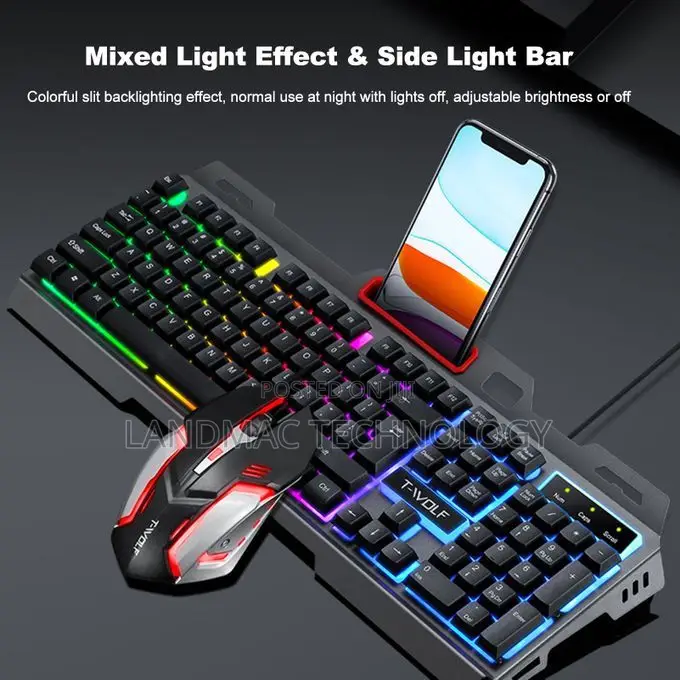 Wolf Tf-600 Keyboard and Mouse Set Metal Plate Desktop Computer Game